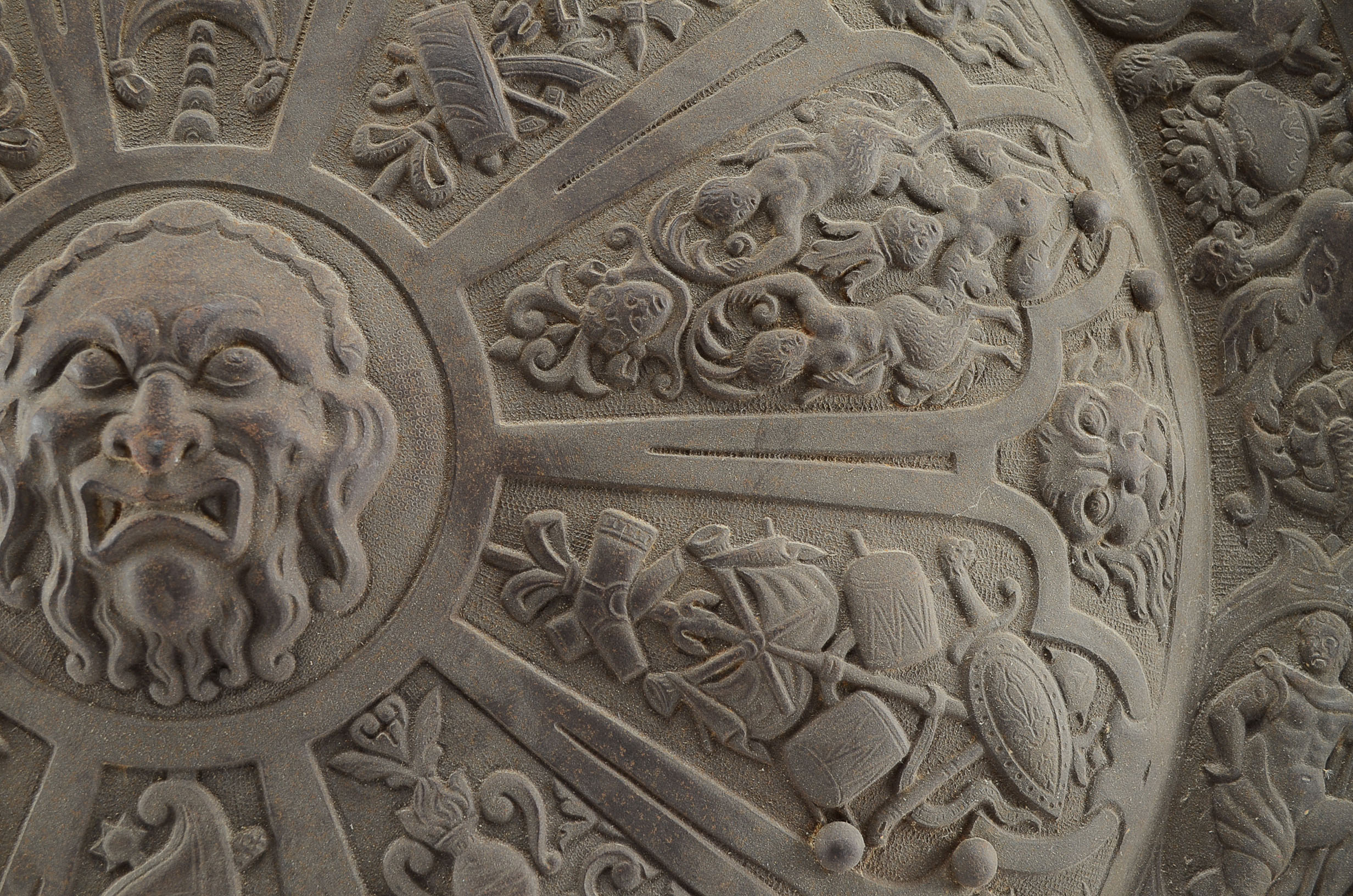 Ornate Cast Iron Renaissance Heraldic Parma Shield
