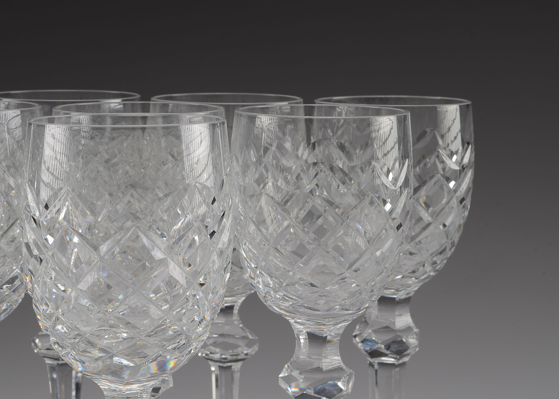 Set of Eight Powerscourt by Waterford Crystal Wine Glasses