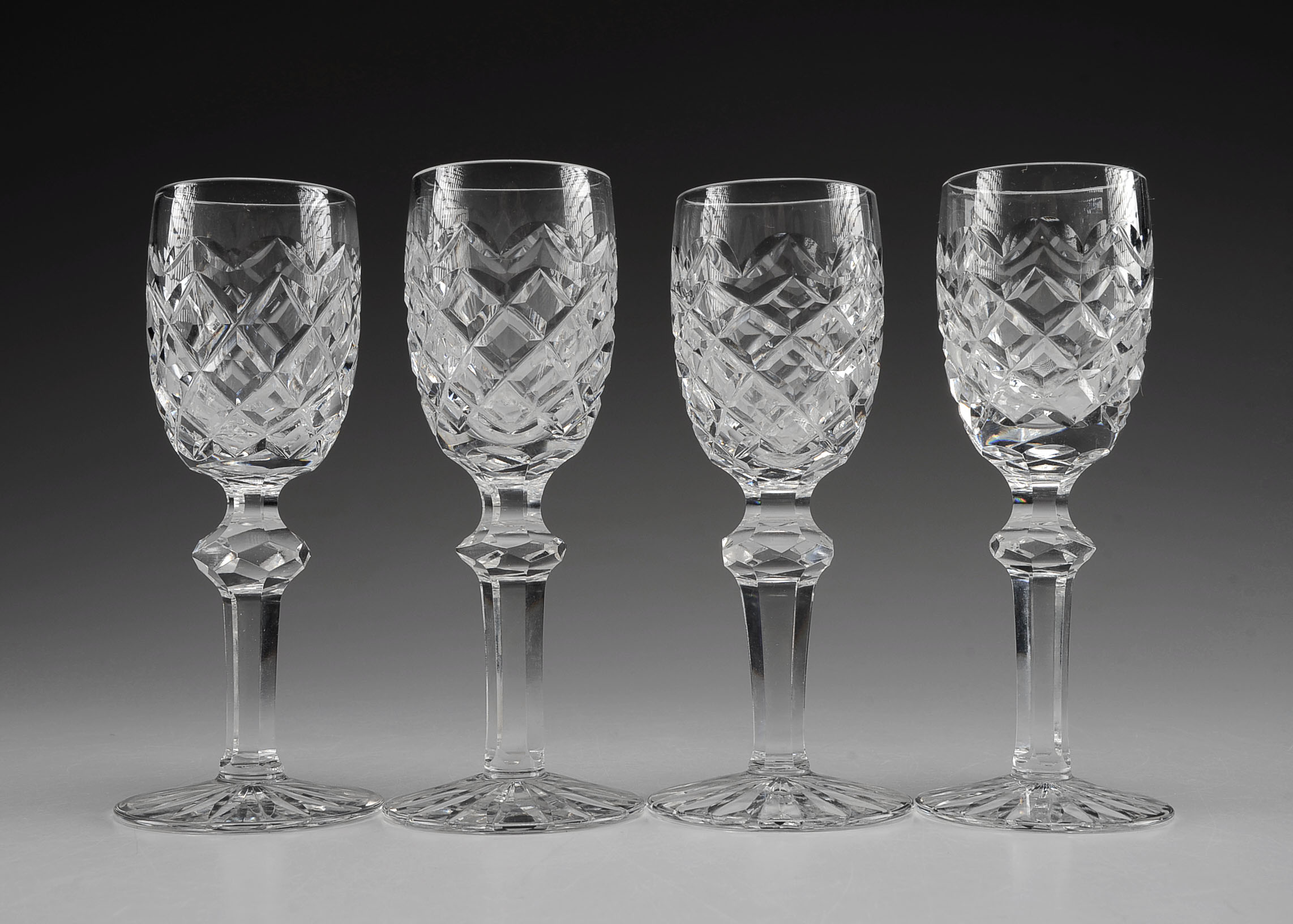 Set of Four Powerscourt by Waterford Crystal Wine Glasses