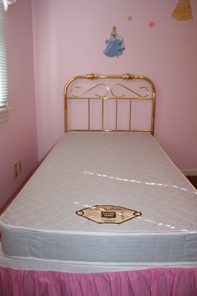 Brass Twin Bed with Mattress and Bedding