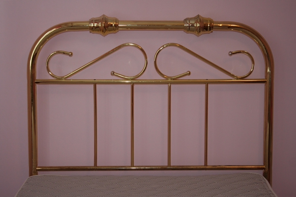 Brass Twin Bed with Mattress and Bedding
