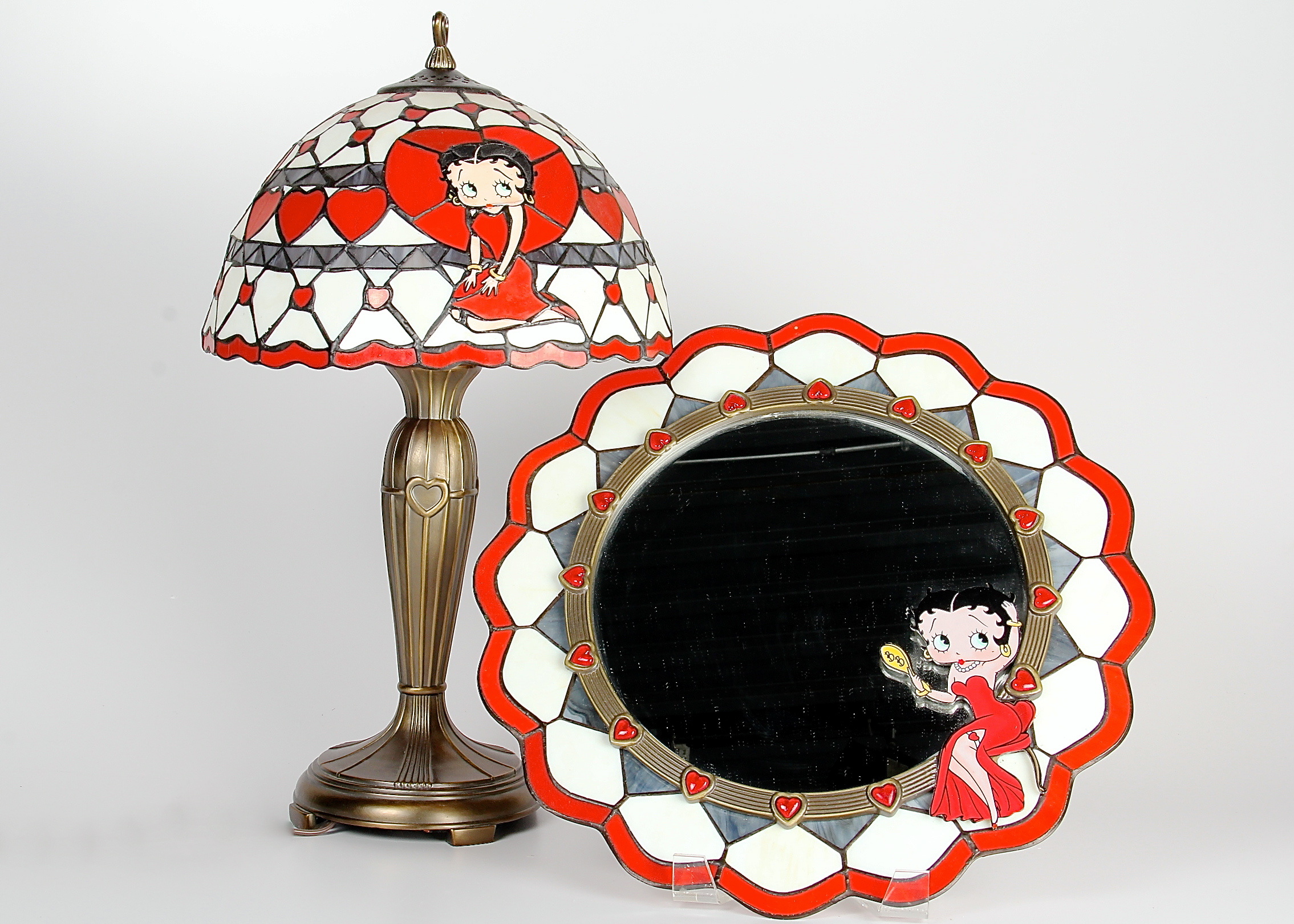 Betty Boop Danbury Mint Stained Glass Lamp and Mirror