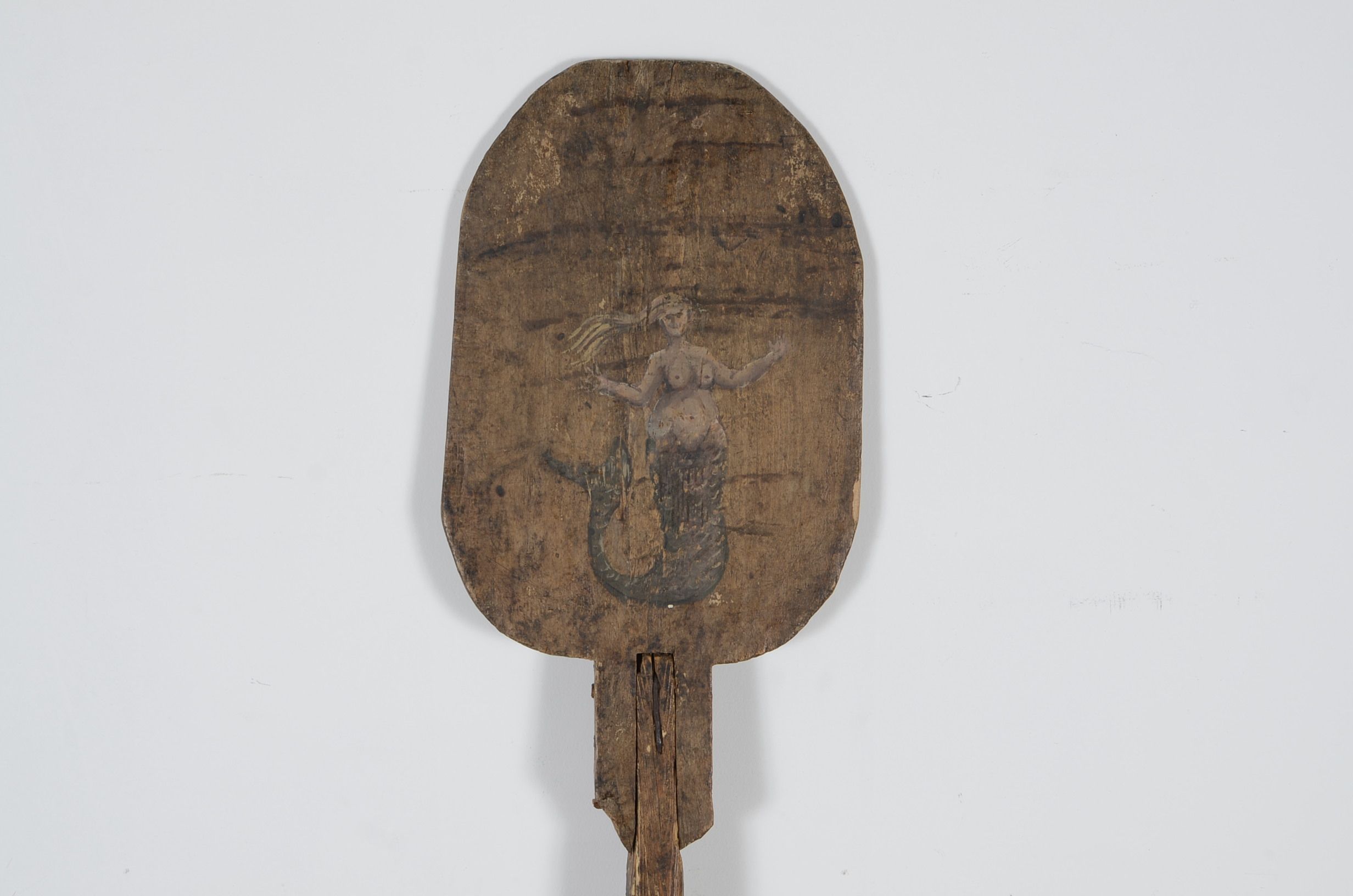 Antique Whaling Harpoon and Mermaid Painted Boat Oar Circa 1800's