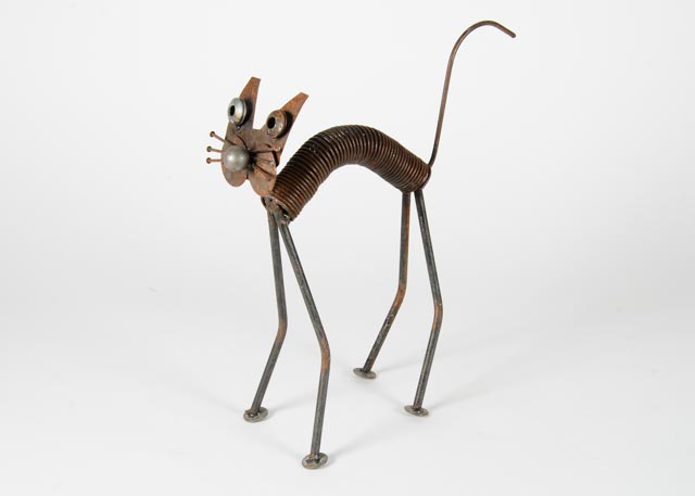 Scrap Metal Cat Sculpture