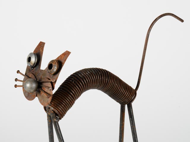 Scrap Metal Cat Sculpture