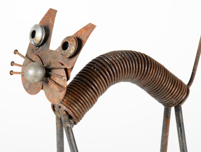 Scrap Metal Cat Sculpture