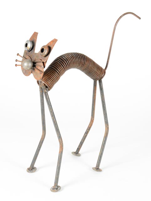 Scrap Metal Cat Sculpture