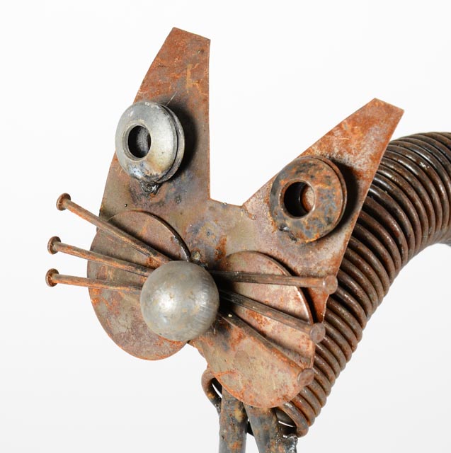 Scrap Metal Cat Sculpture