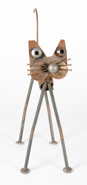 Scrap Metal Cat Sculpture
