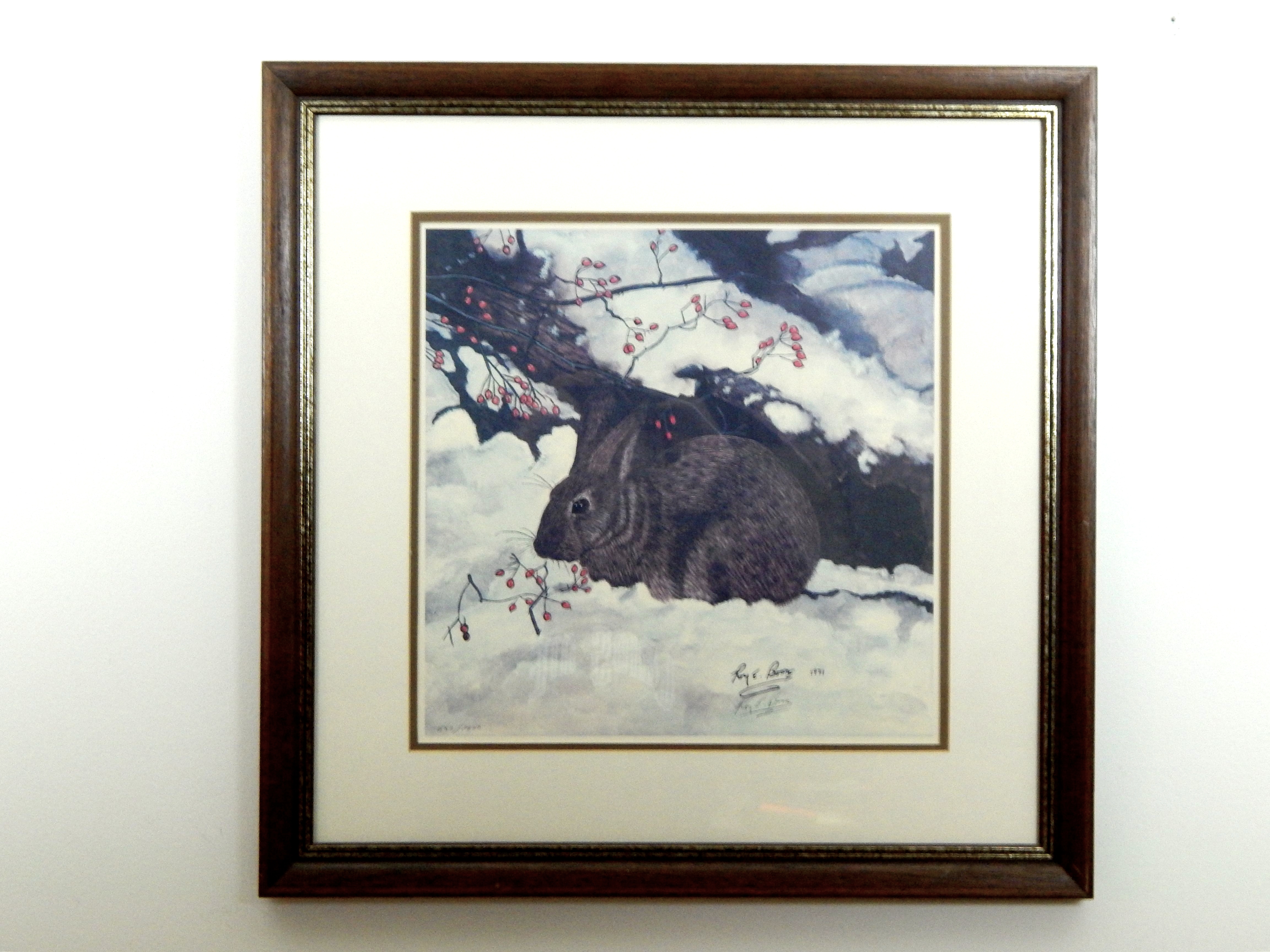 Roy E. Boone Signed Limited Edition Lithograph Of A Wild Rabbit