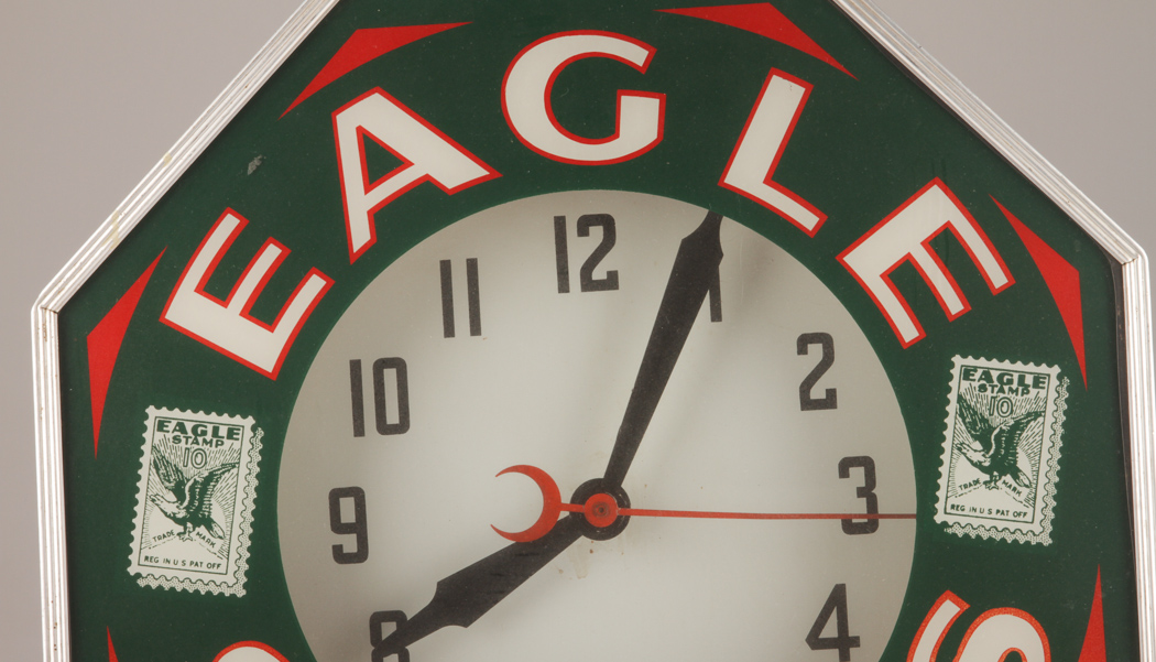 1940s to 1950s "Eagle Stamps" Neon Clock