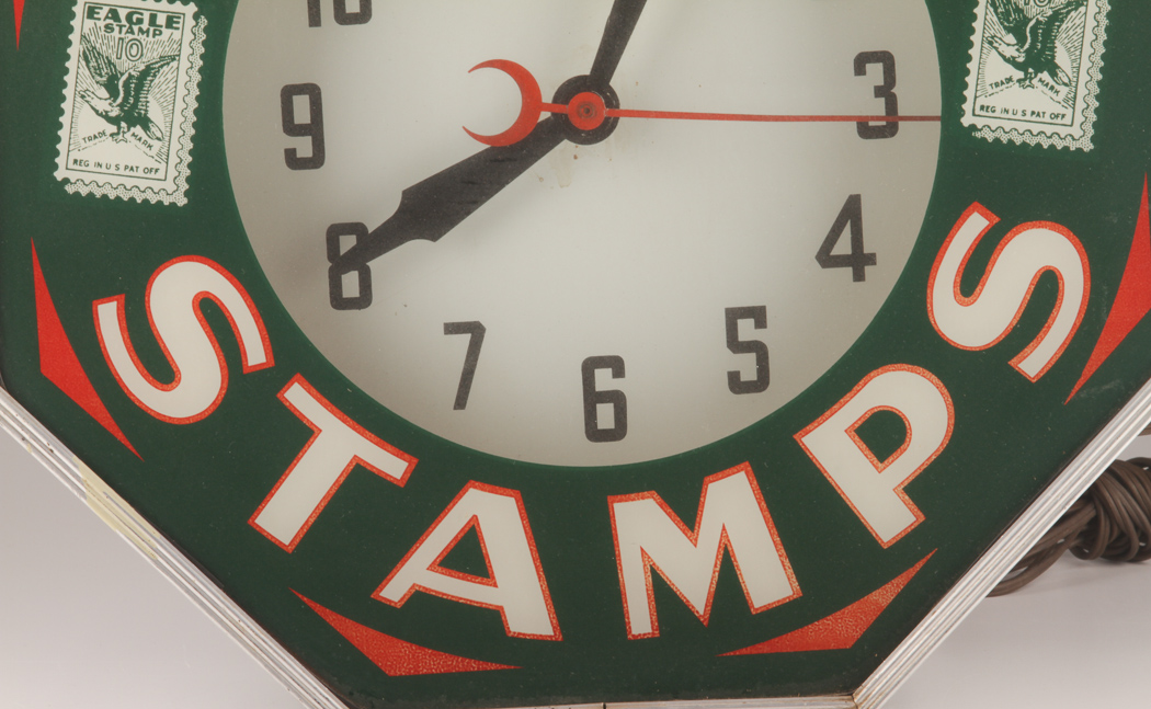 1940s to 1950s "Eagle Stamps" Neon Clock