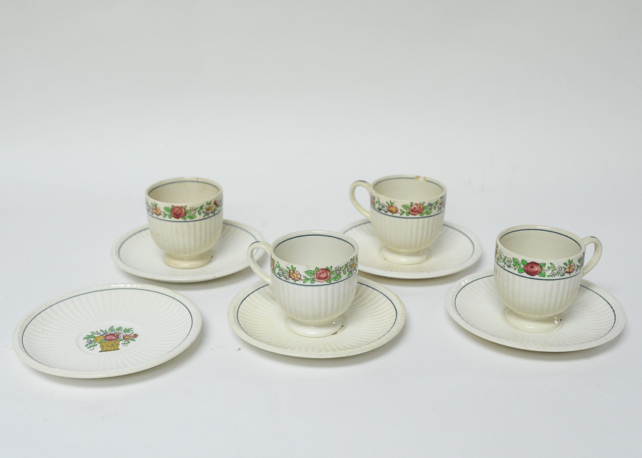 Set of Four Antique Belmar Wedgwood Demitasse Cups and Saucers