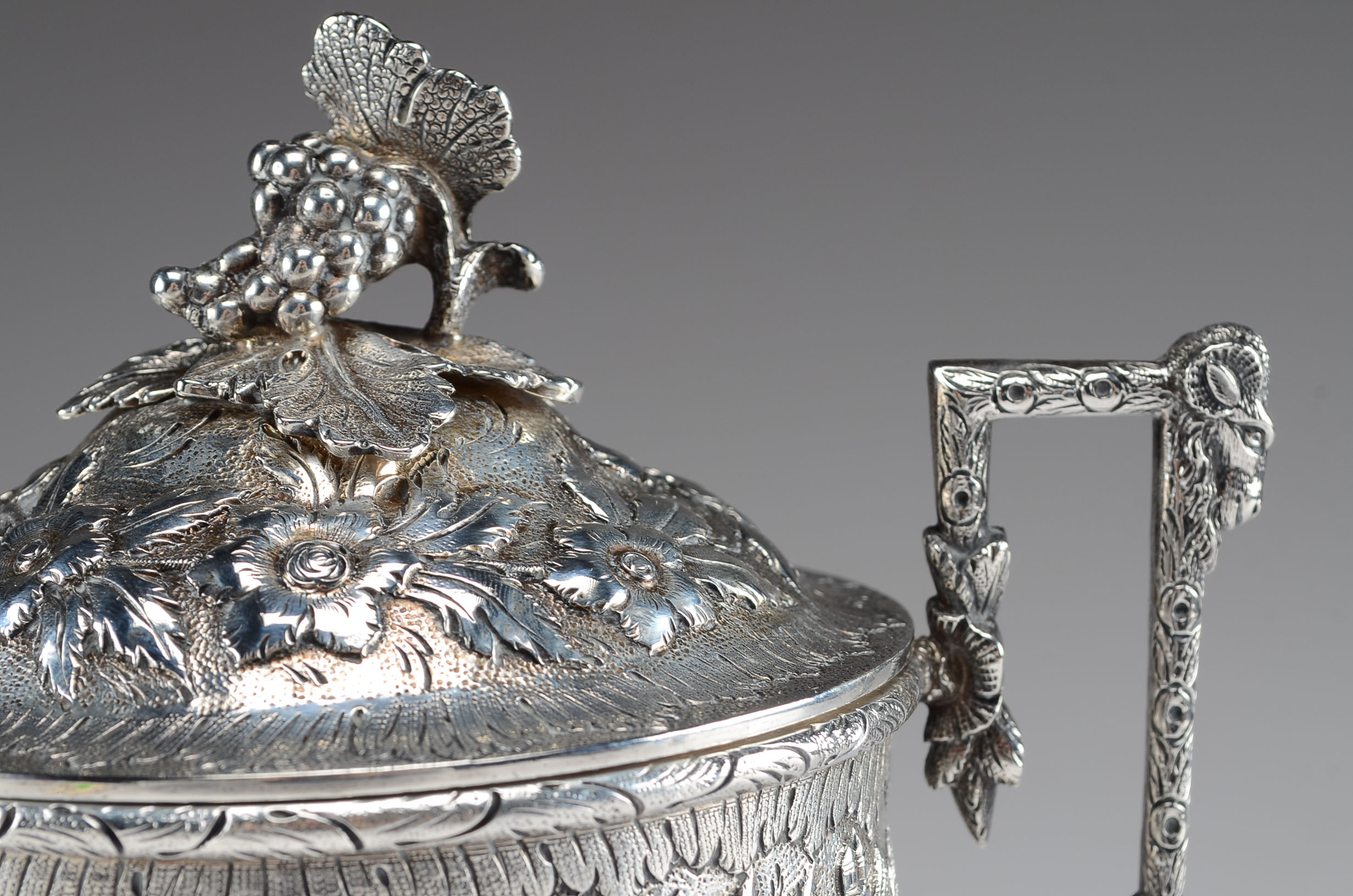 Antique S. Kirk & Sons Sterling Silver Repousse Sugar Bowl