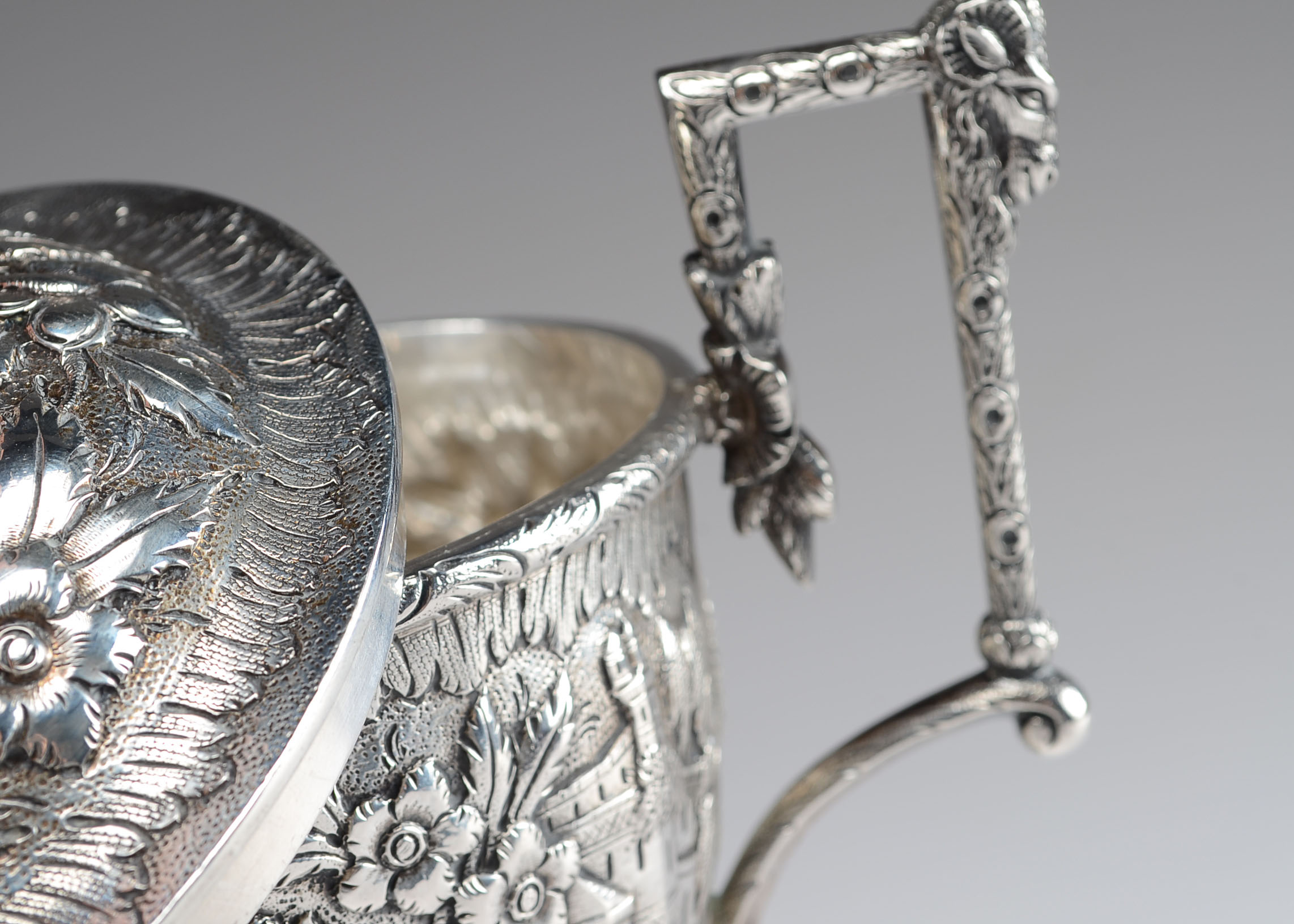 Antique S. Kirk & Sons Sterling Silver Repousse Sugar Bowl