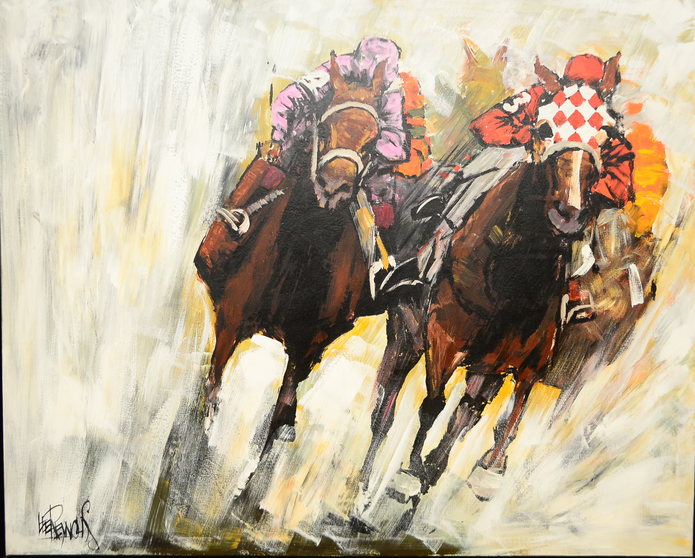 Lee Reynolds "Three Four Action" Racing Painting