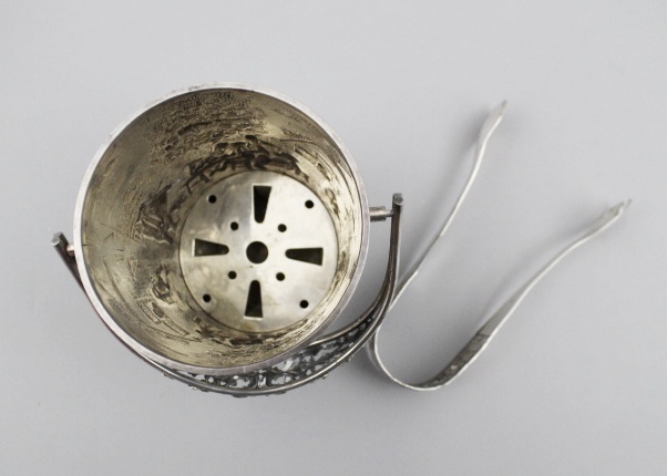 Hans Jensen Silver Plate Repousse Bucket and Tongs Whale Mark