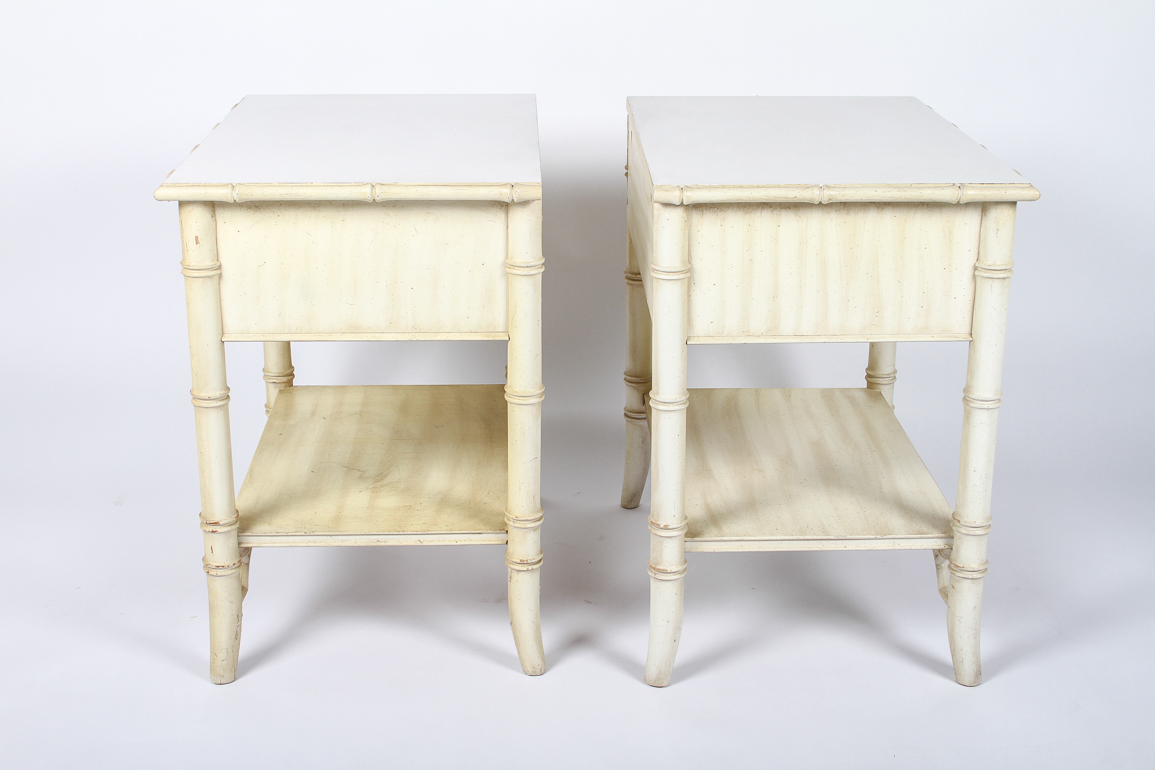 Pair of Vintage Thomasville Allegro Faux Bamboo Nightstands