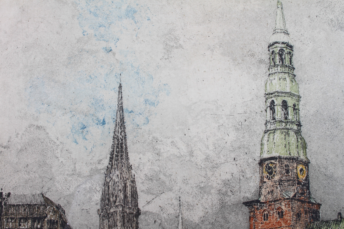 Luigi Kasimir Pencil Signed Etching "Hamburg, Zoli Canal"