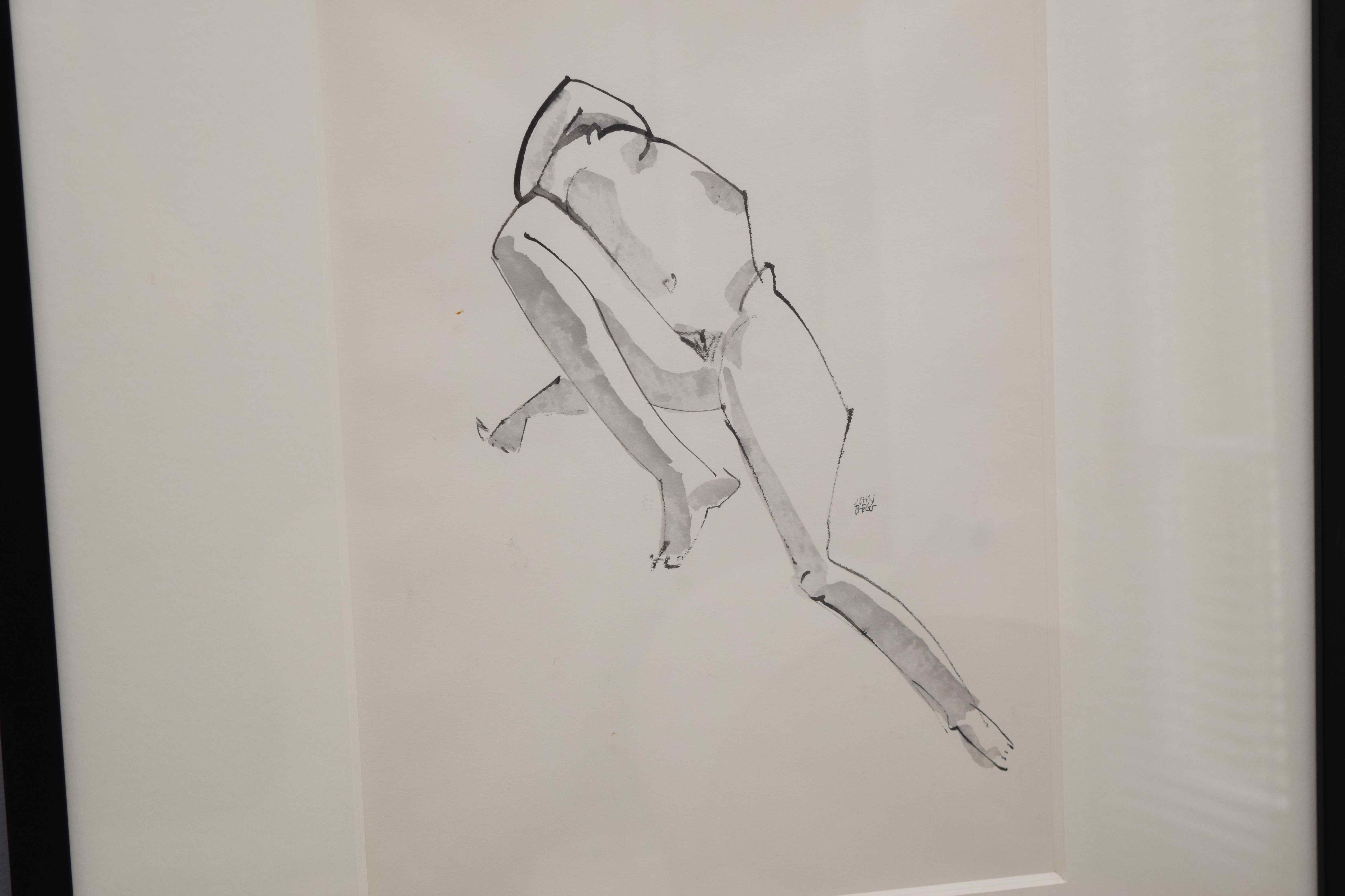 Pair of Nude Black-and-White Watercolors by John Alfred Begg