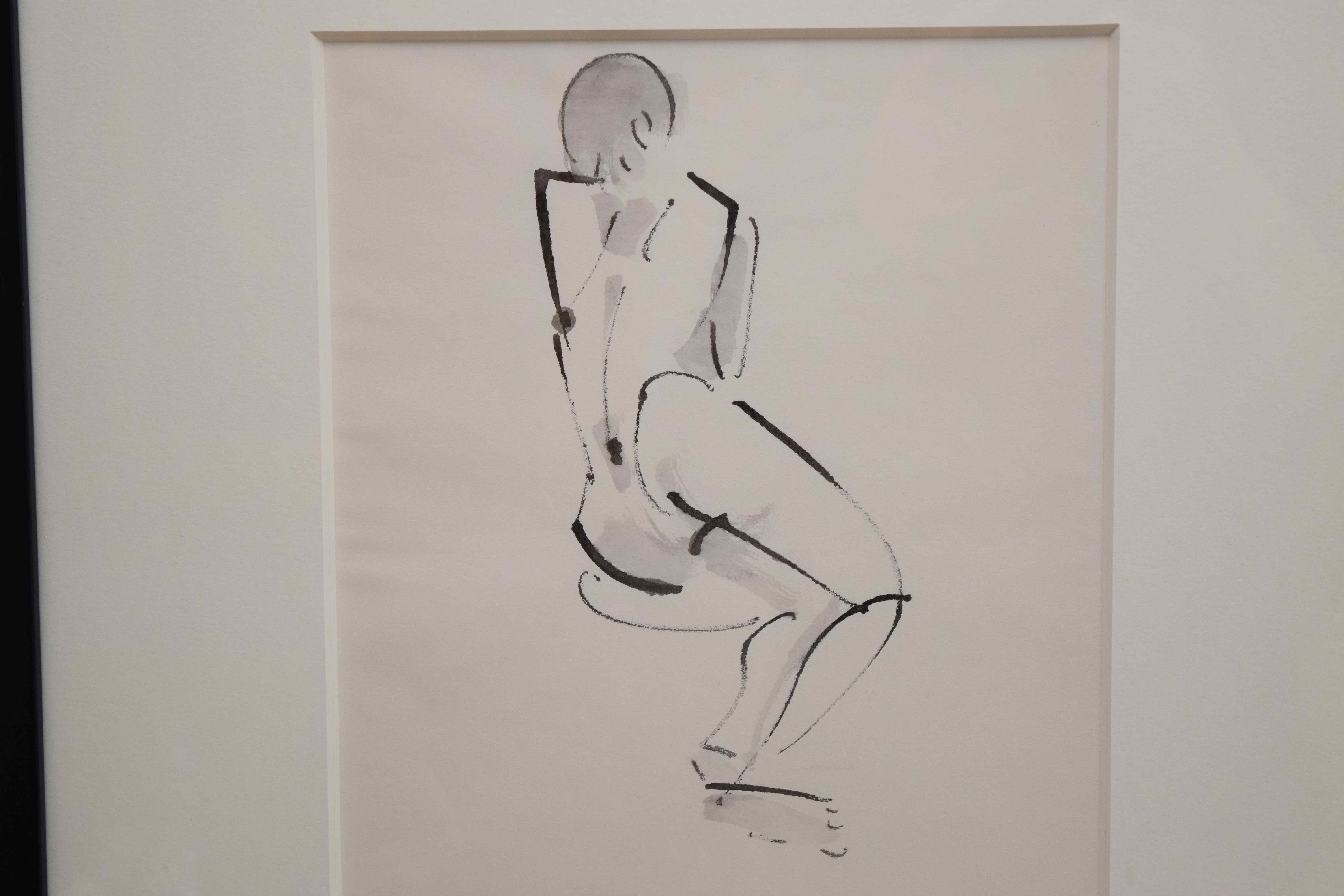 Pair of Nude Black-and-White Watercolors by John Alfred Begg