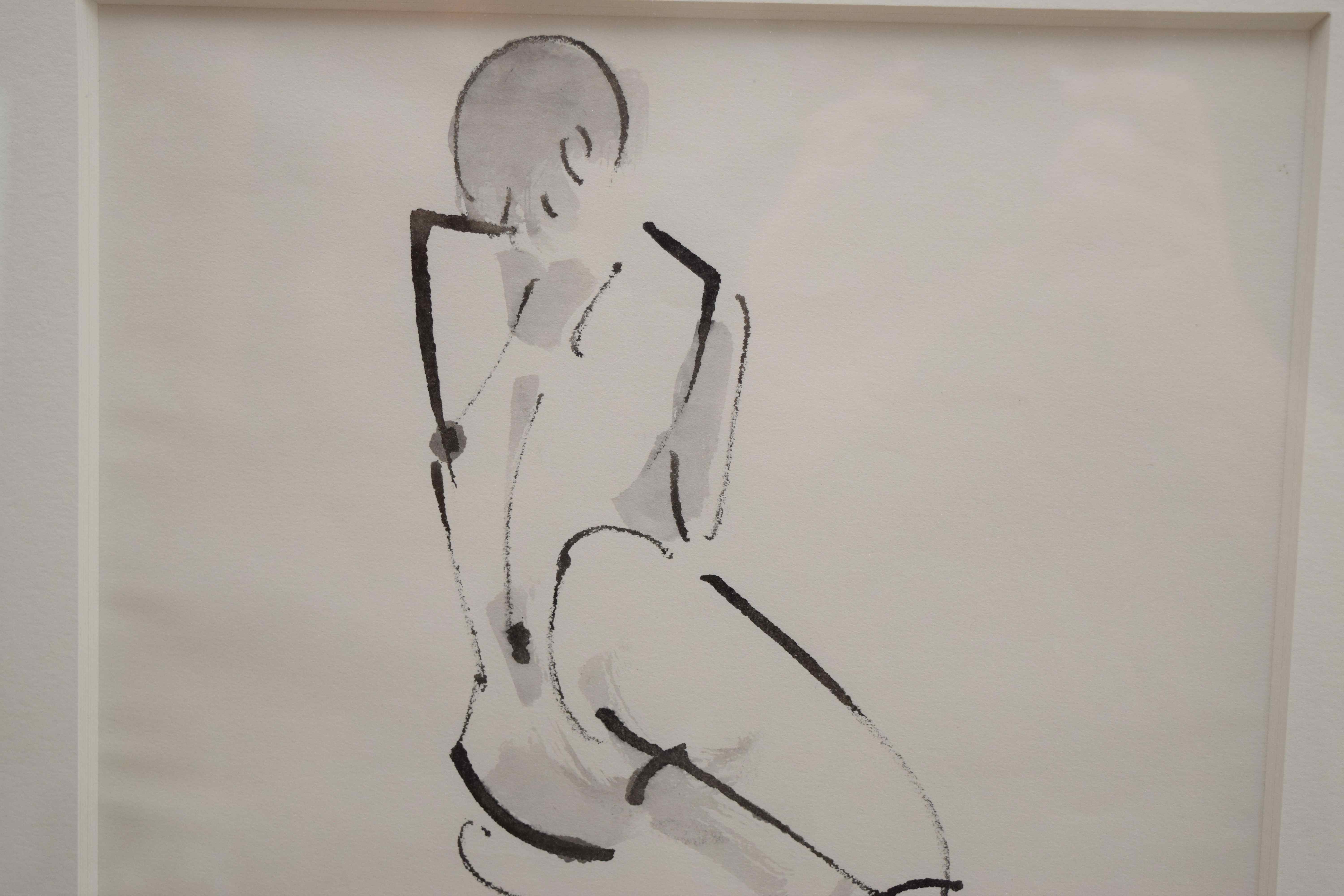 Pair of Nude Black-and-White Watercolors by John Alfred Begg