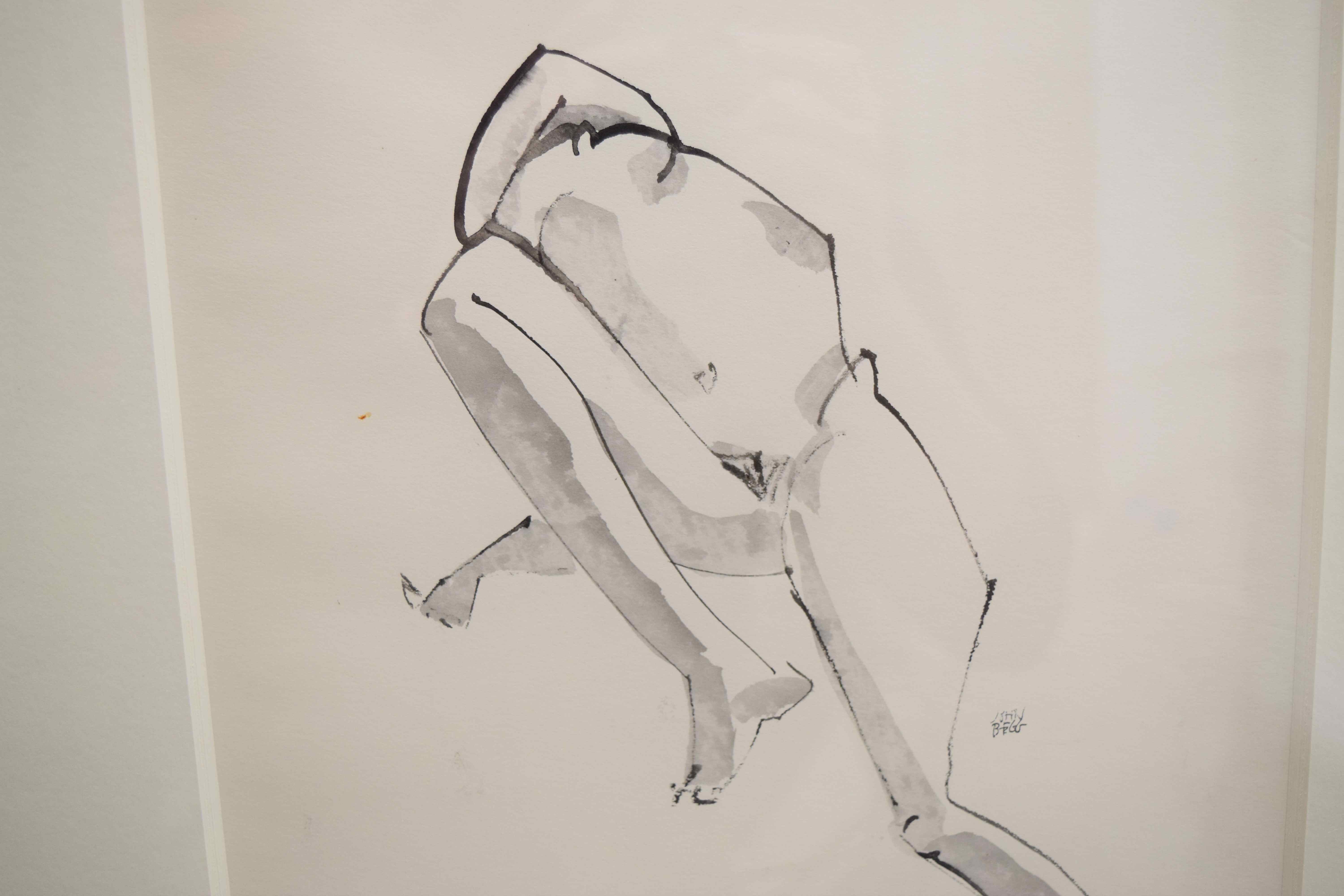 Pair of Nude Black-and-White Watercolors by John Alfred Begg