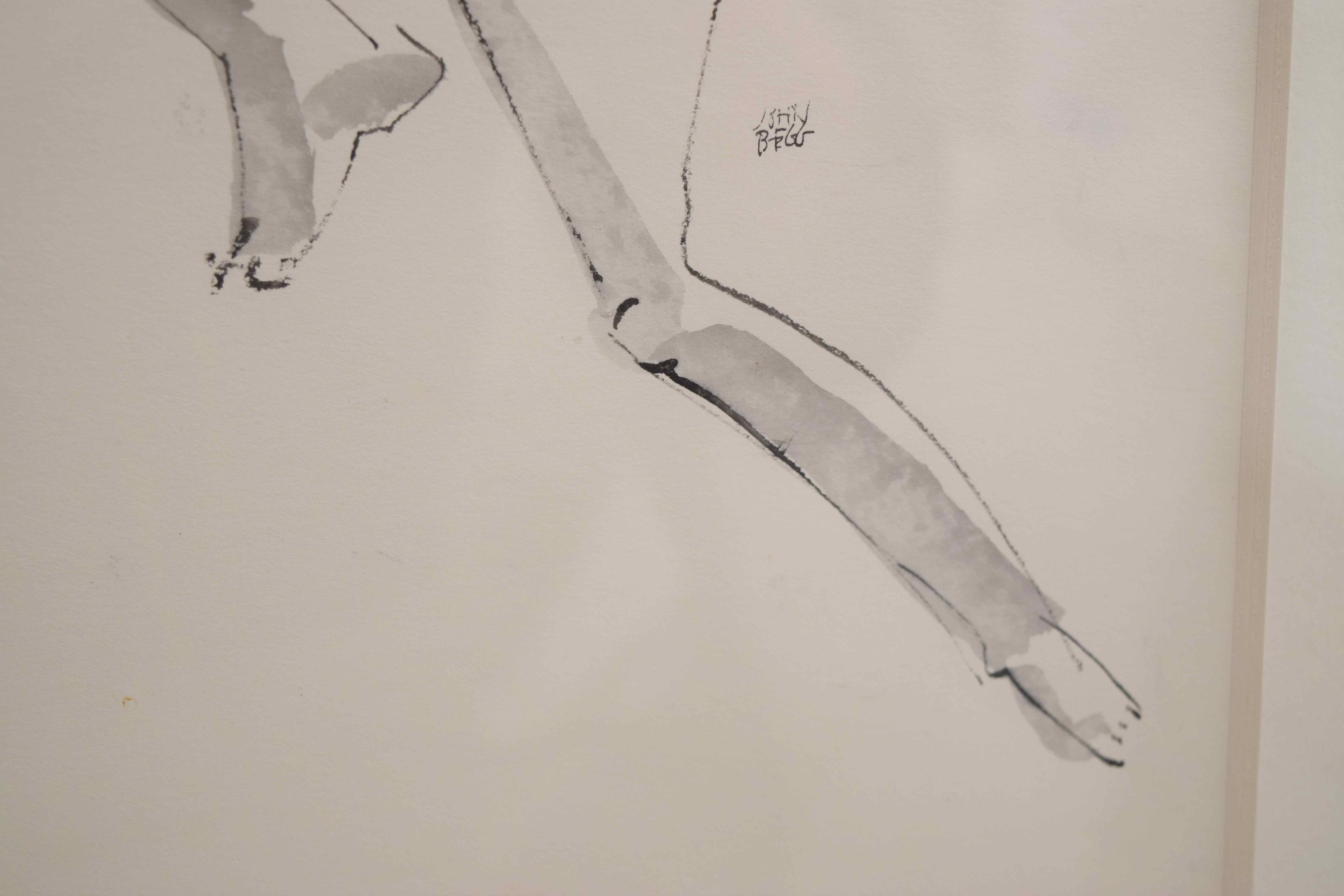 Pair of Nude Black-and-White Watercolors by John Alfred Begg