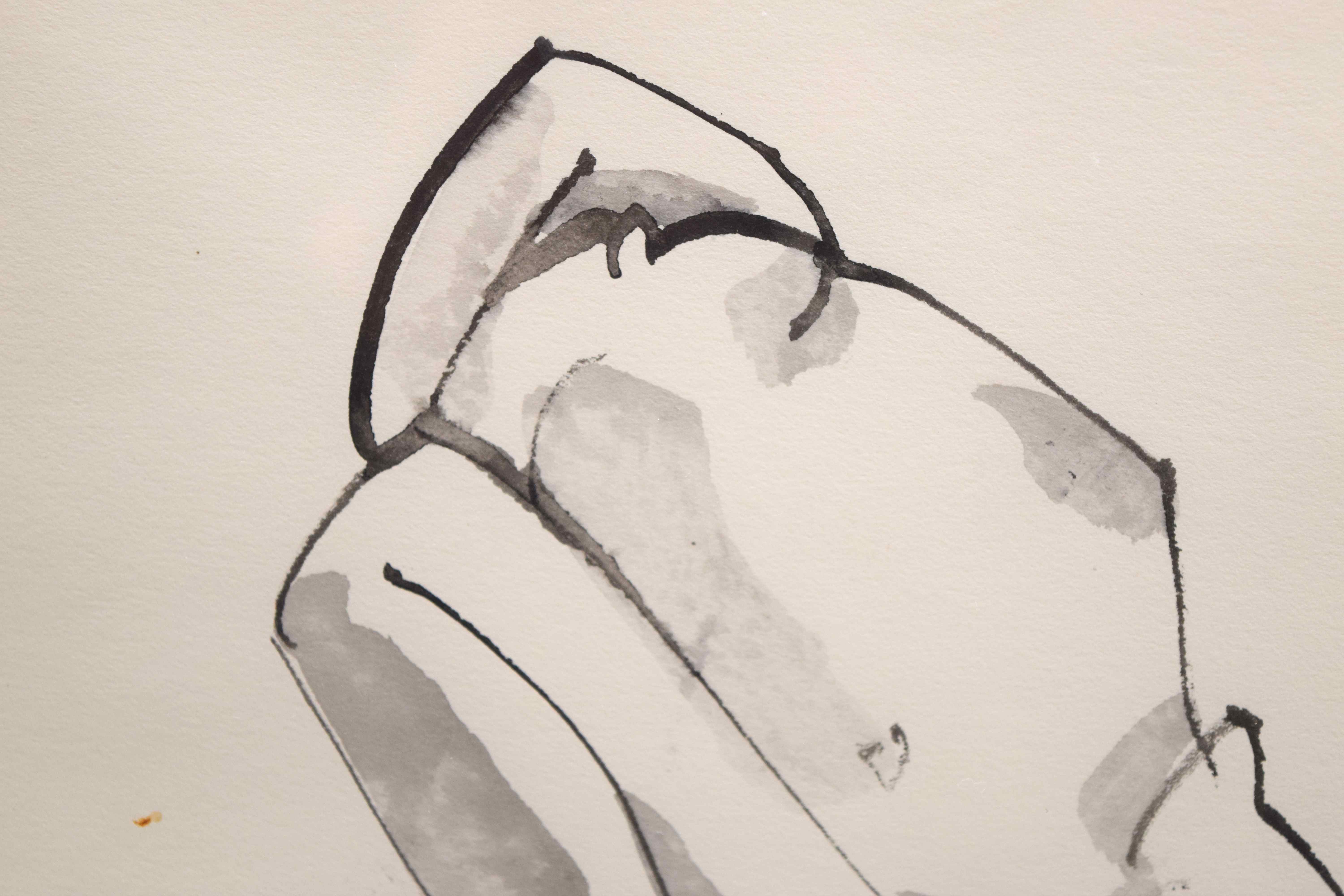 Pair of Nude Black-and-White Watercolors by John Alfred Begg