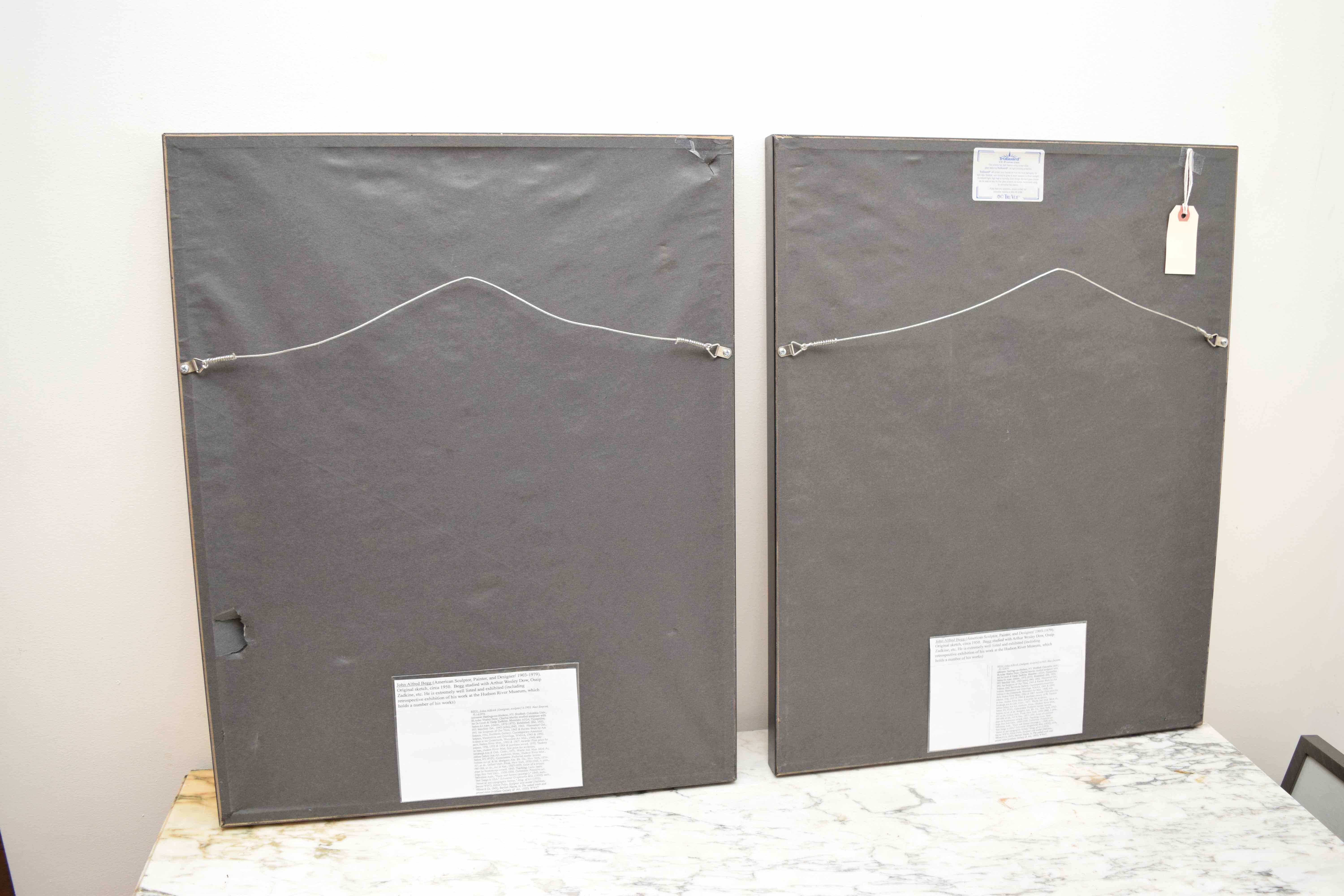 Pair of Nude Black-and-White Watercolors by John Alfred Begg