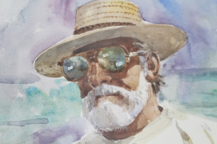 Original Signed Watercolor by Don Dennis "Island Man"