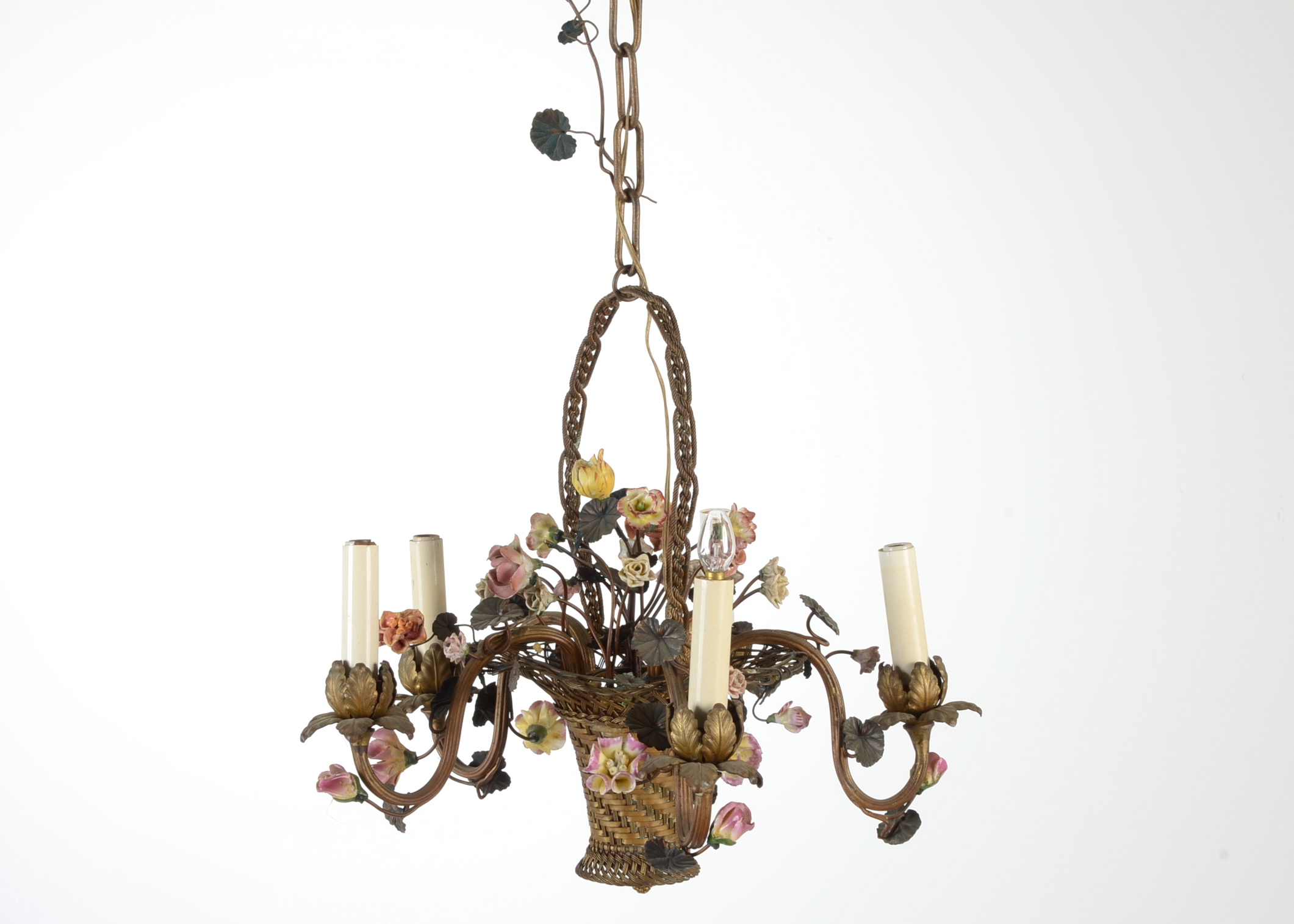 Early 20th Century French Flower Basket Chandelier