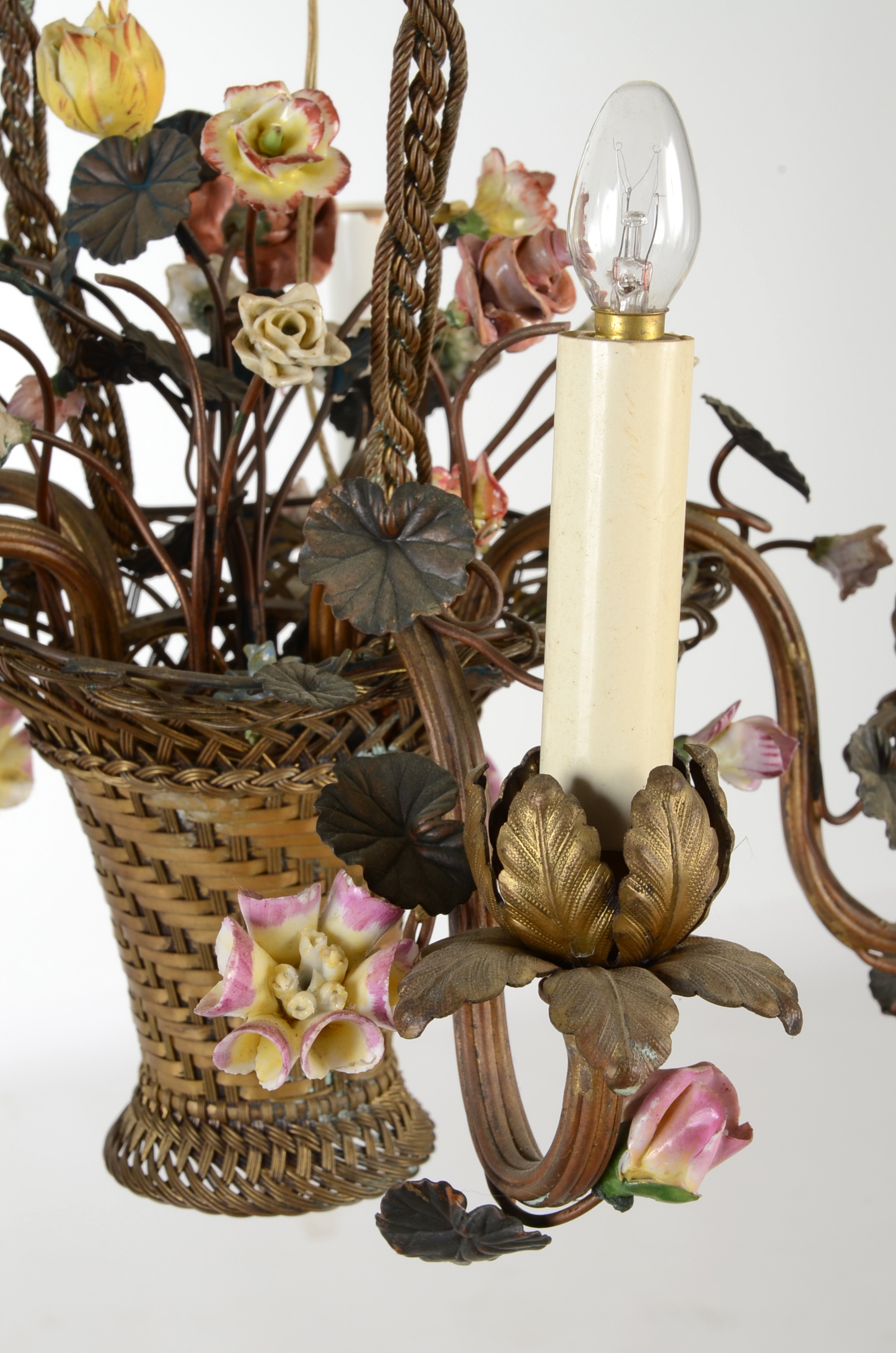 Early 20th Century French Flower Basket Chandelier