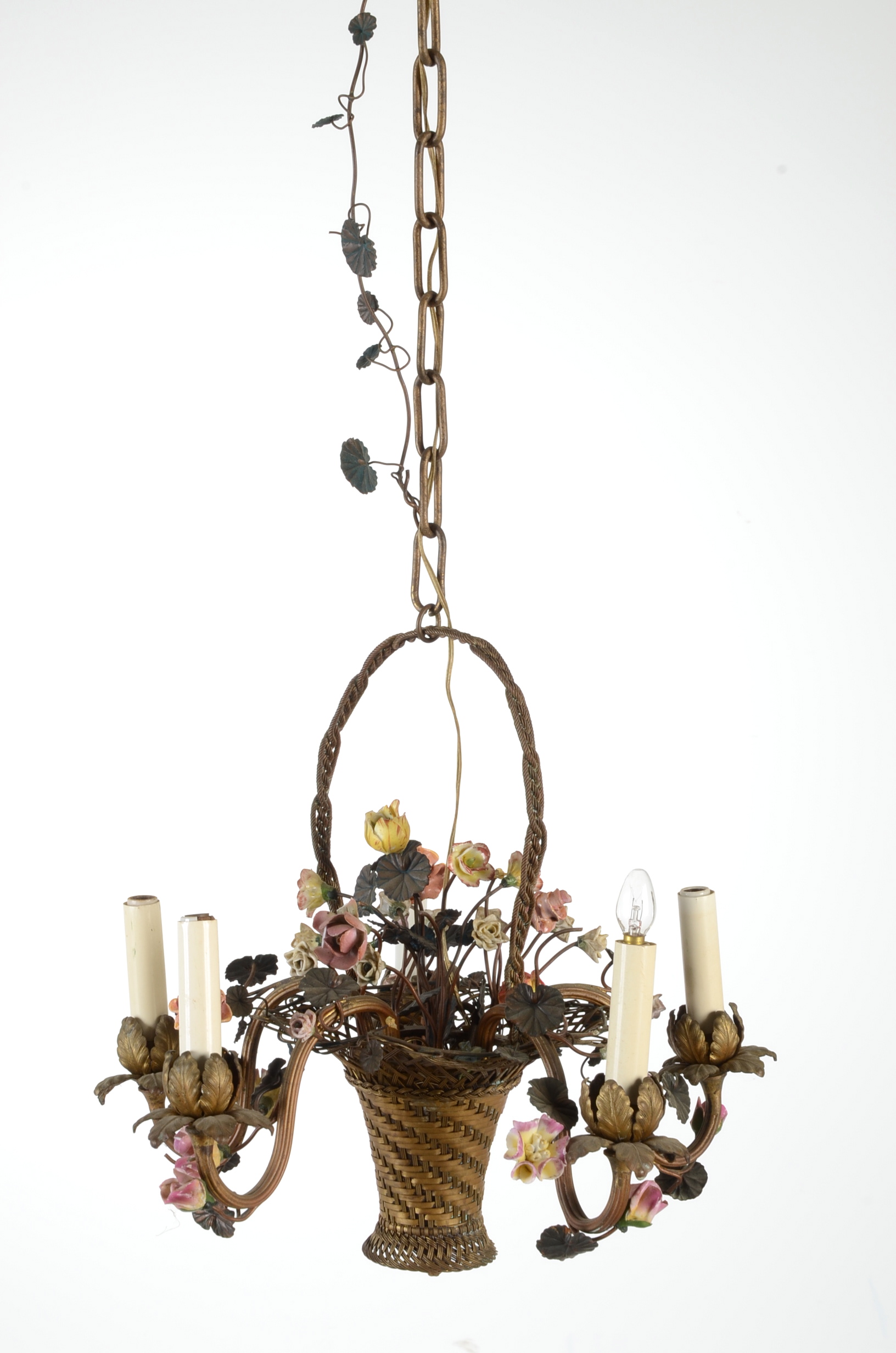Early 20th Century French Flower Basket Chandelier