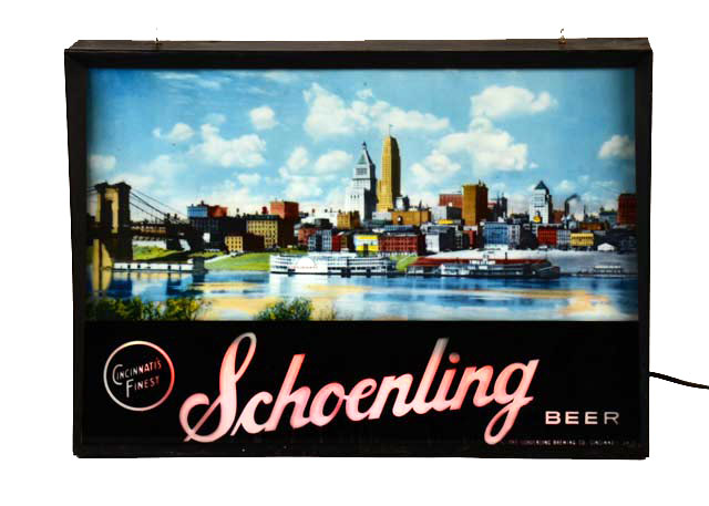 "Schoenling" Beer Sign with Cincinnati Skyline