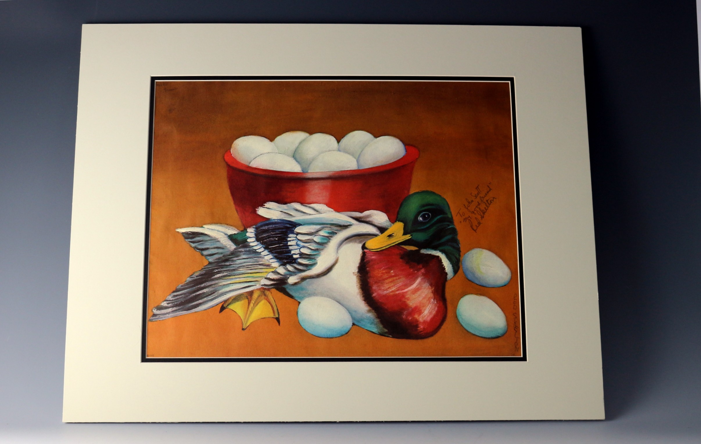 Red Skelton Signed Print Titled "Duck Eggs"