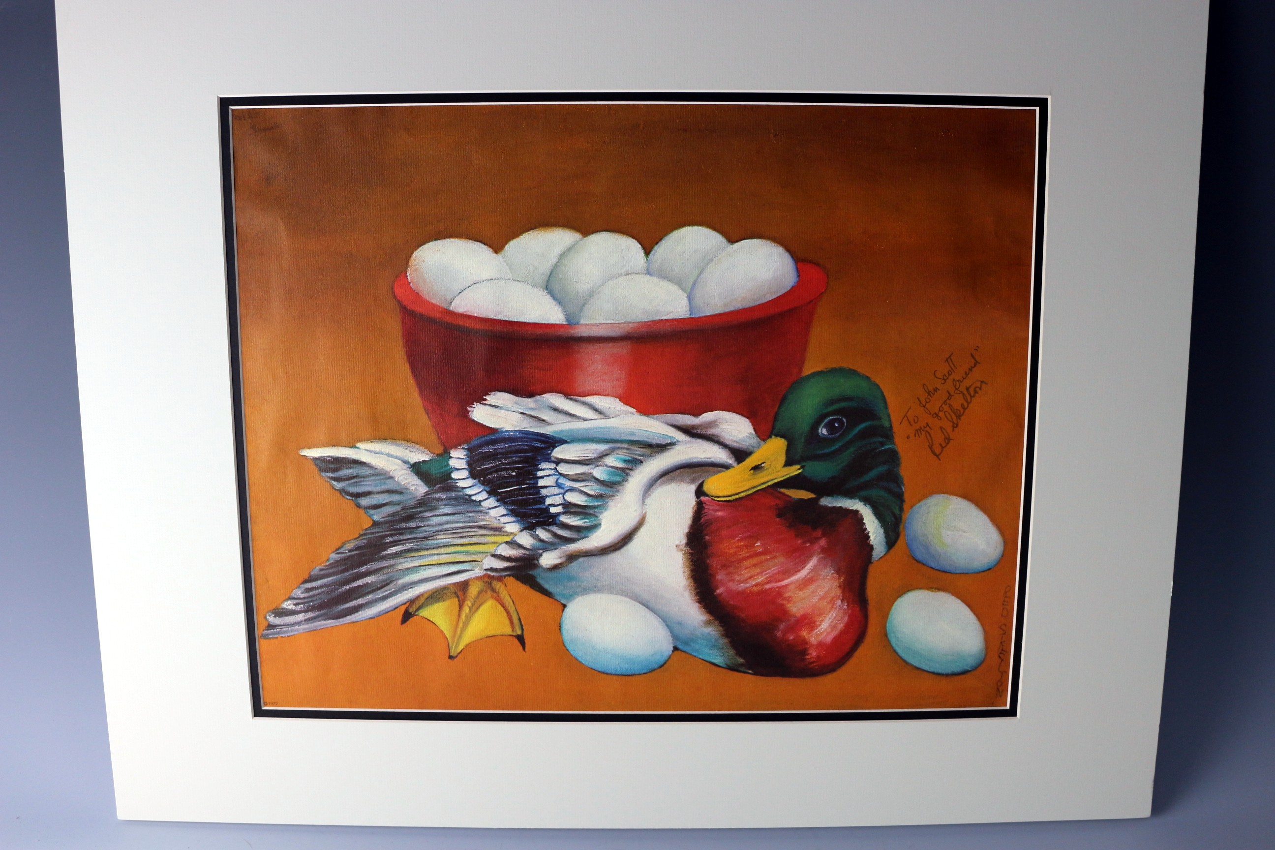 Red Skelton Signed Print Titled "Duck Eggs"