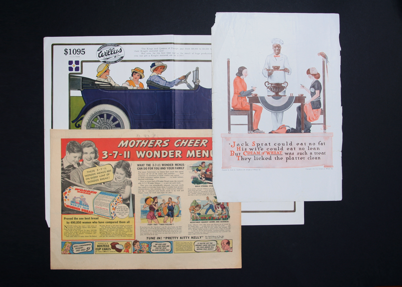 Trio of Vintage Print Advertisements