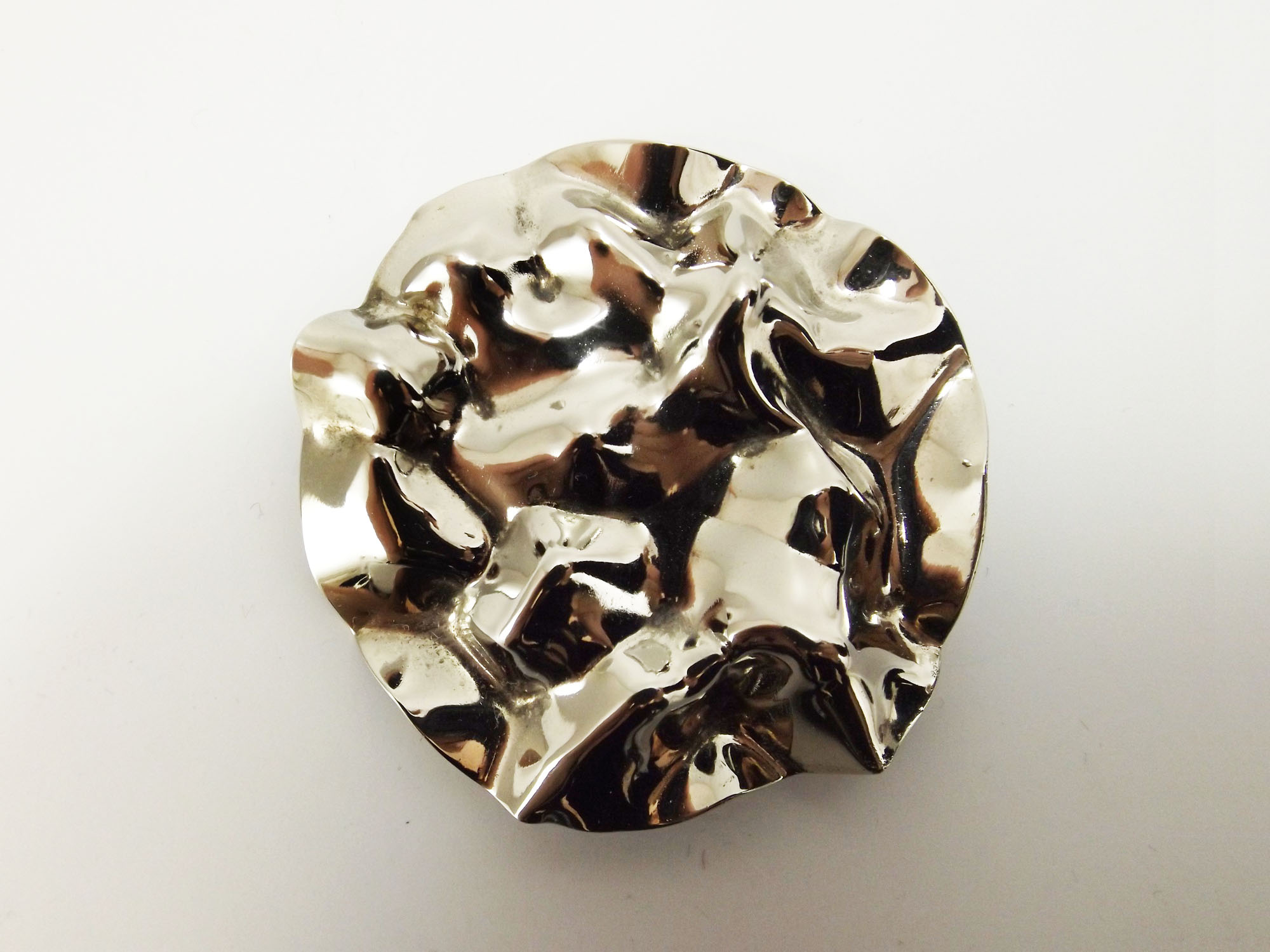 Modern Artisan Polished Silver Metal Pin and Handmade Collar