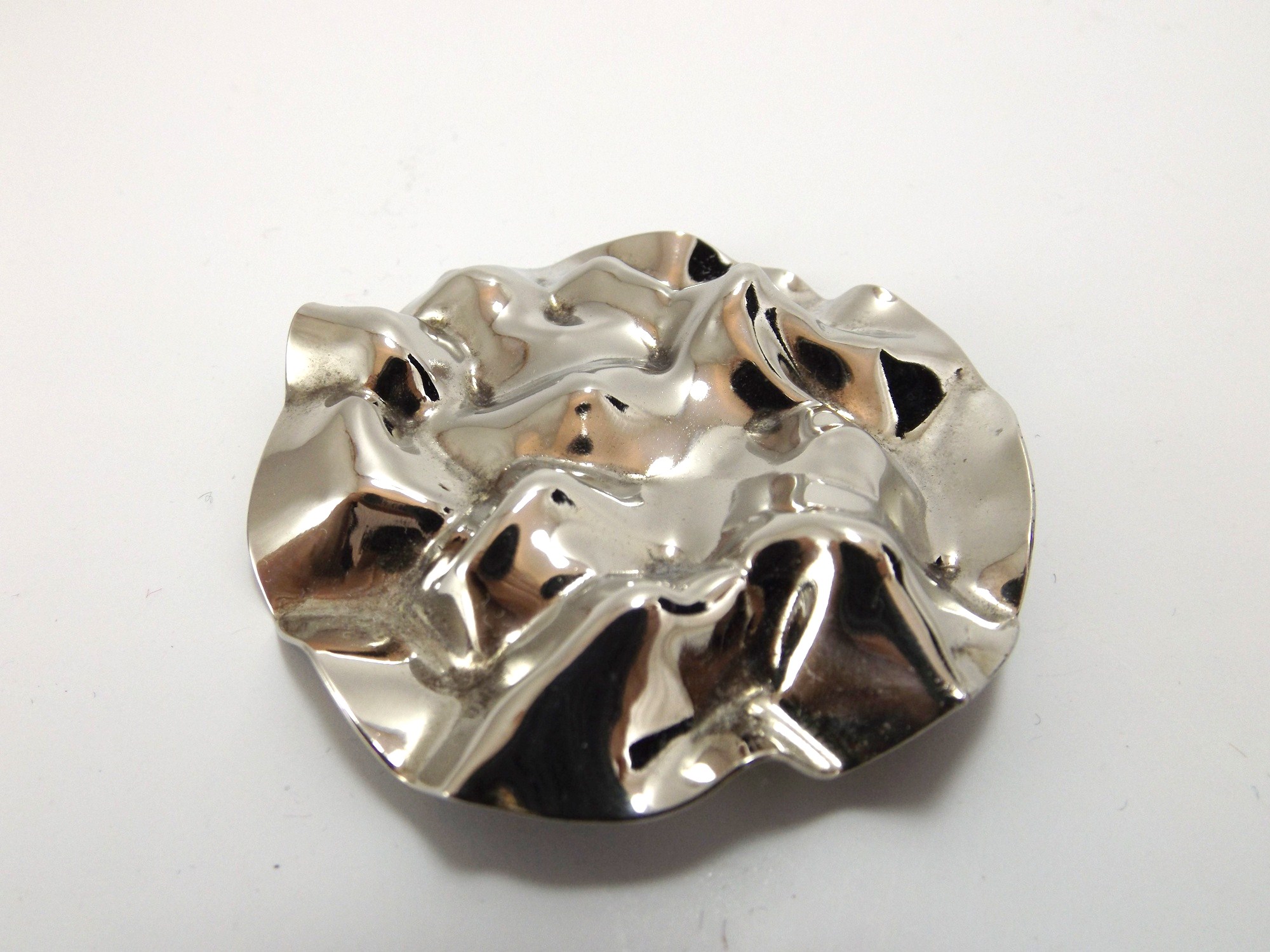 Modern Artisan Polished Silver Metal Pin and Handmade Collar