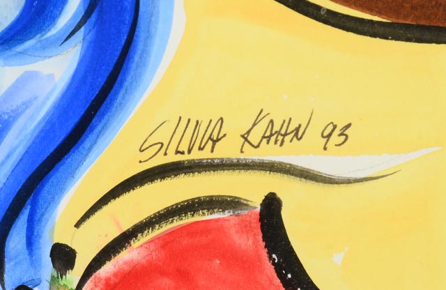 Silvia Kahn Signed Original Gouache Watercolor on Paper