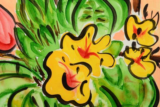 Silvia Kahn Signed Original Gouache Watercolor on Paper