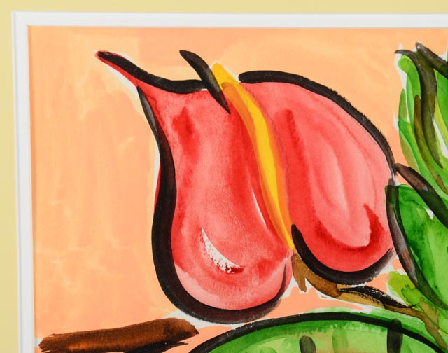 Silvia Kahn Signed Original Gouache Watercolor on Paper