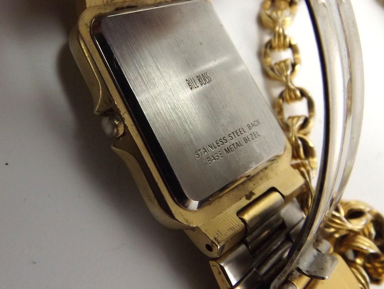 Chic Gold Mesh Bib Necklace, Bill Blass Watch, Glam Pendants