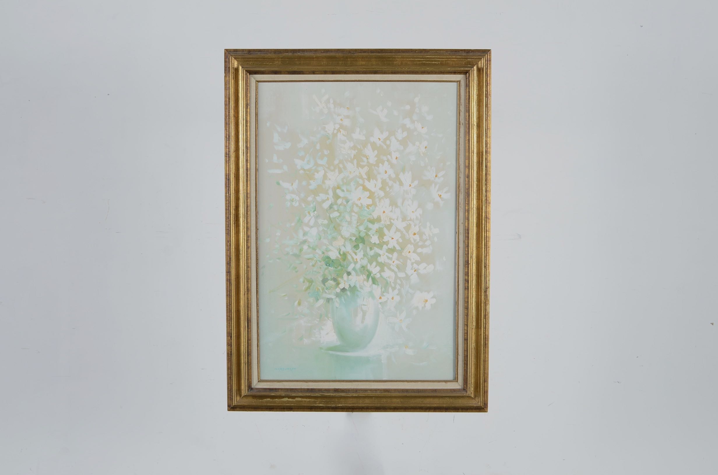 Vintage Floral Oil on Canvas by Jose Luis Campuzano