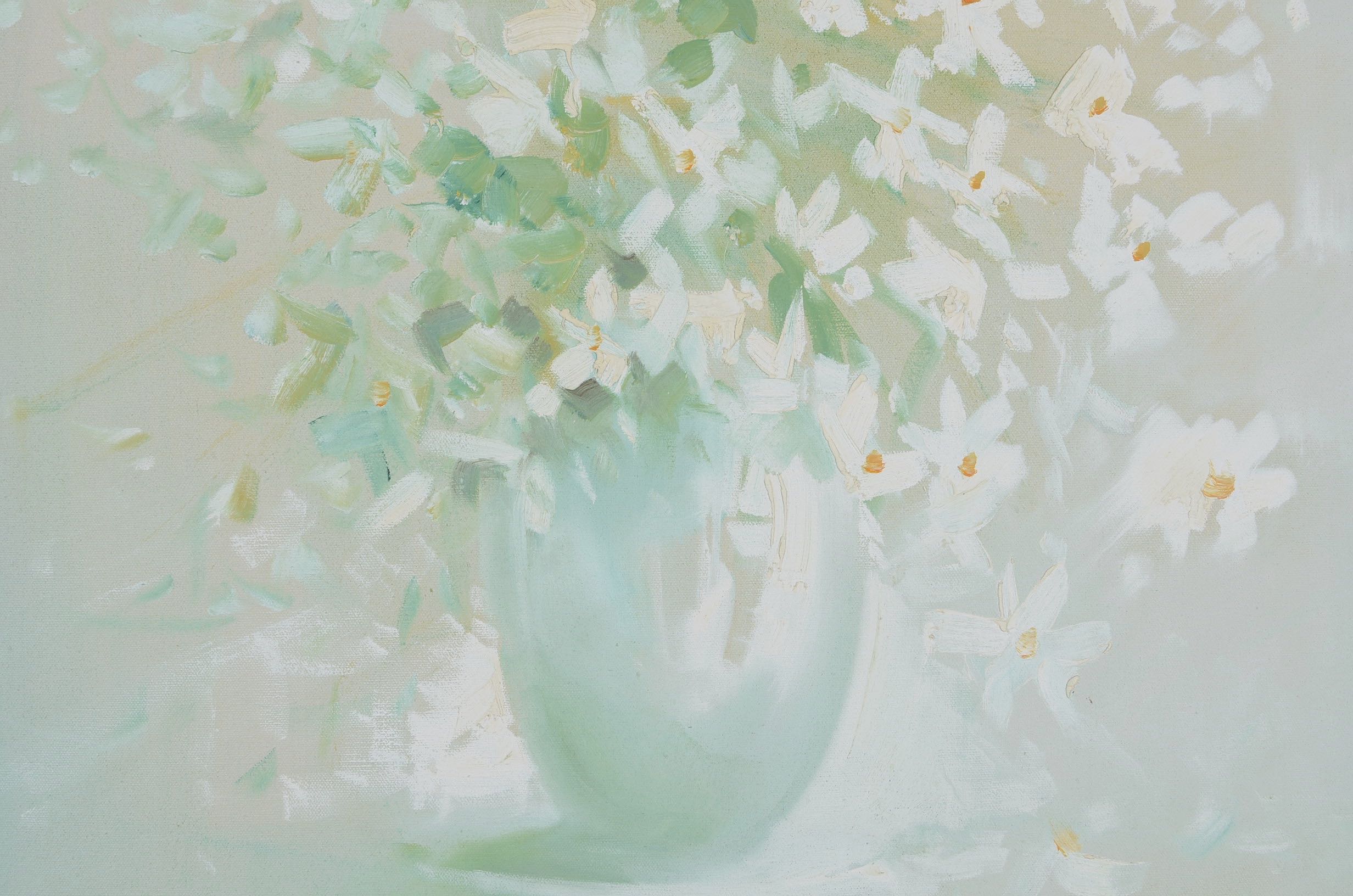 Vintage Floral Oil on Canvas by Jose Luis Campuzano