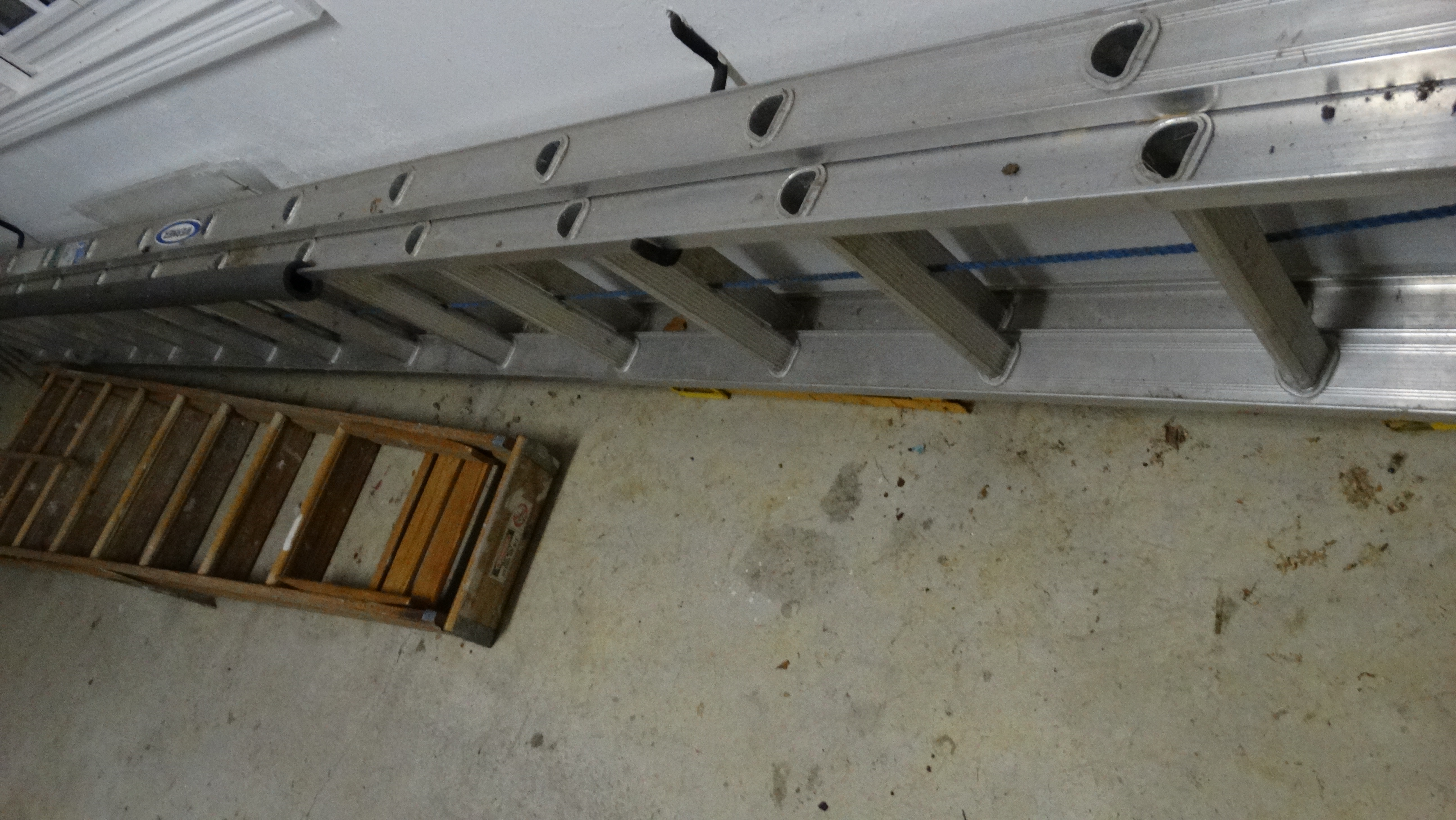 Werner Aluminum Extension Ladder and Wooden A-Frame Ladder