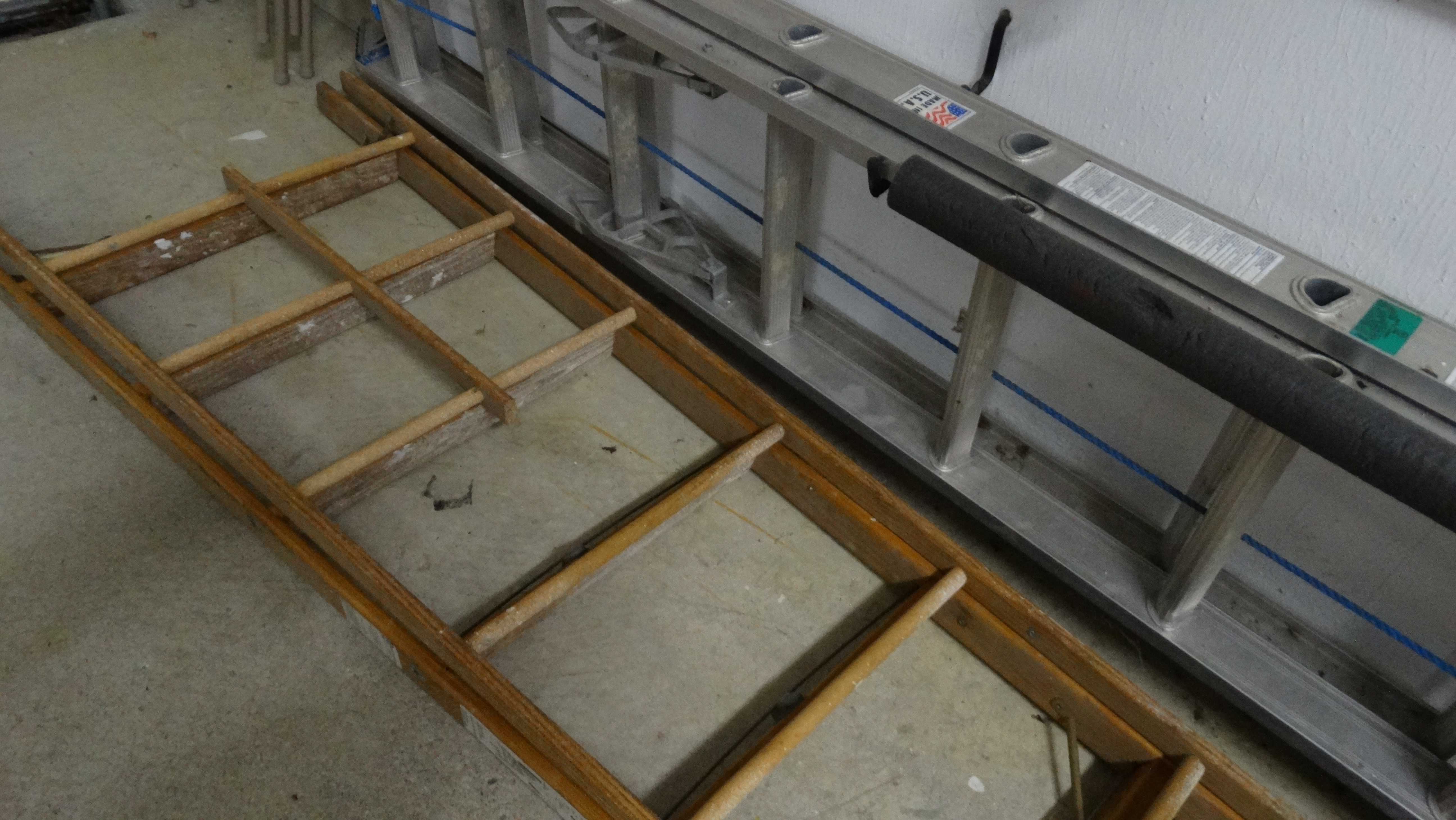 Werner Aluminum Extension Ladder and Wooden A-Frame Ladder