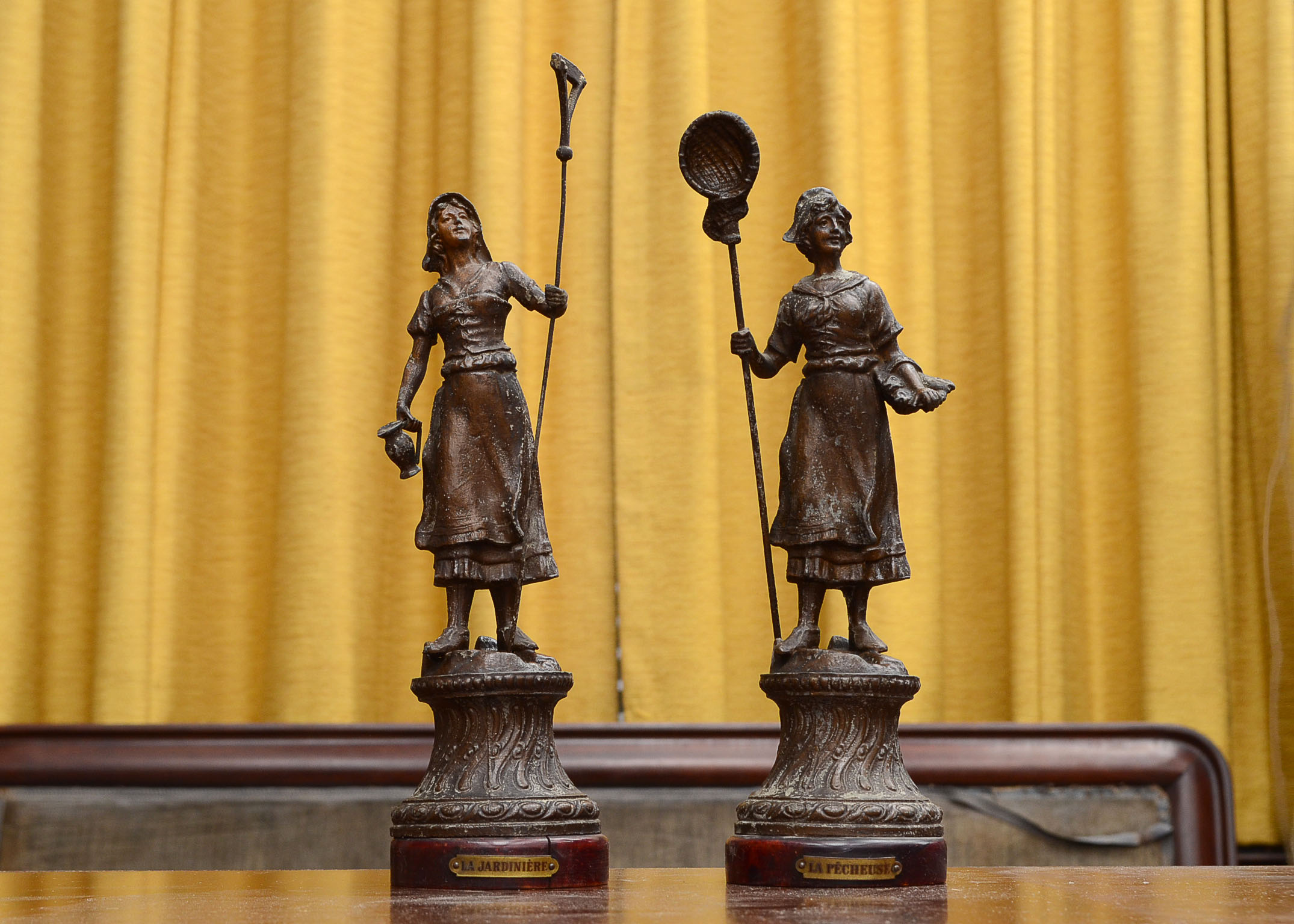 Pair of Cast Metal Statuettes