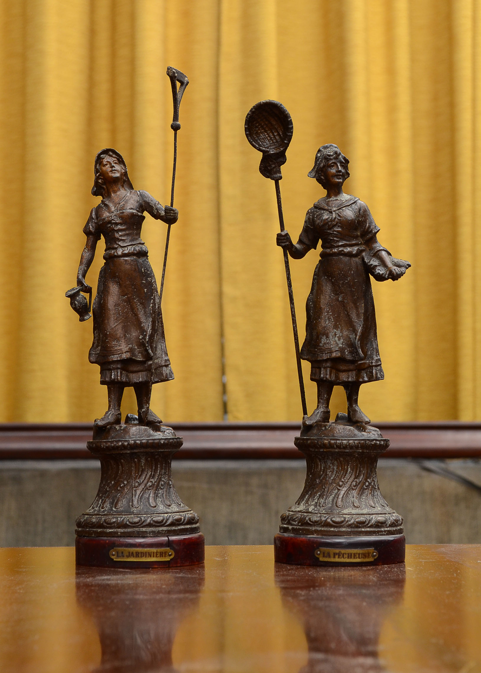Pair of Cast Metal Statuettes